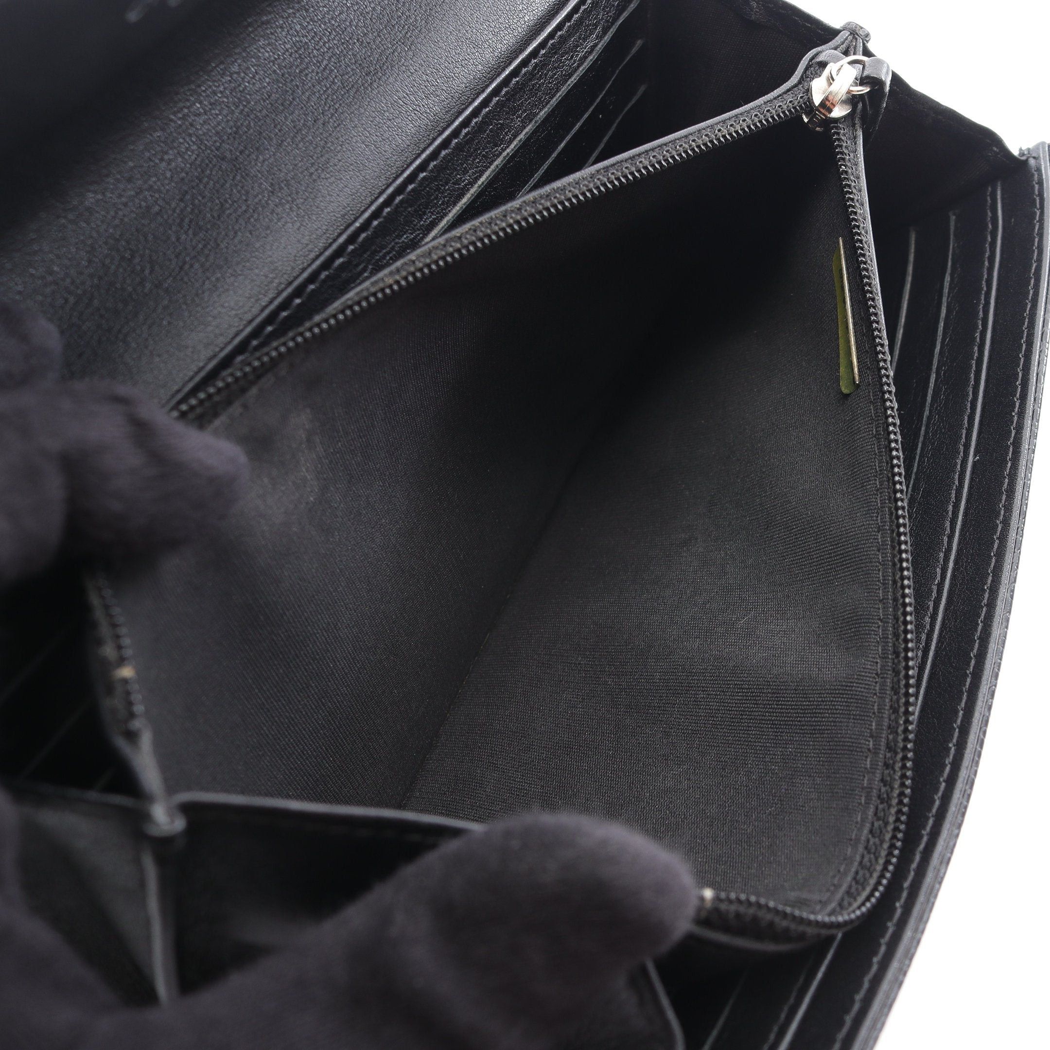 Chanel Chanel Coco Mark Zip Long Wallet Bi-Fold Caviar Skin Black Silver Hardware Size ONE SIZE - 9 Thumbnail