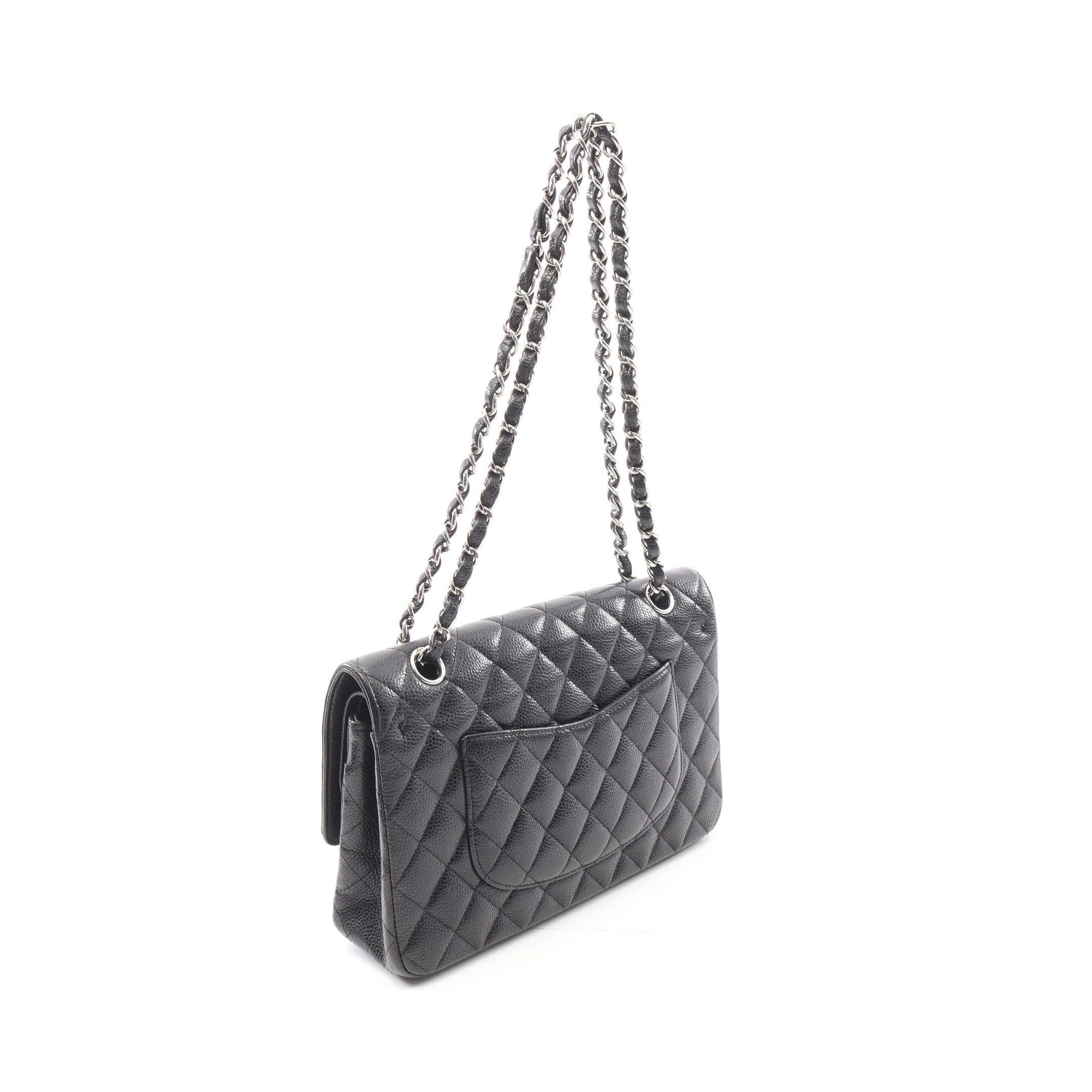 Chanel Chanel Matelasse Double Flap Chain Shoulder Bag Caviar Skin Black Silver Hardware Size ONE SIZE - 2 Thumbnail