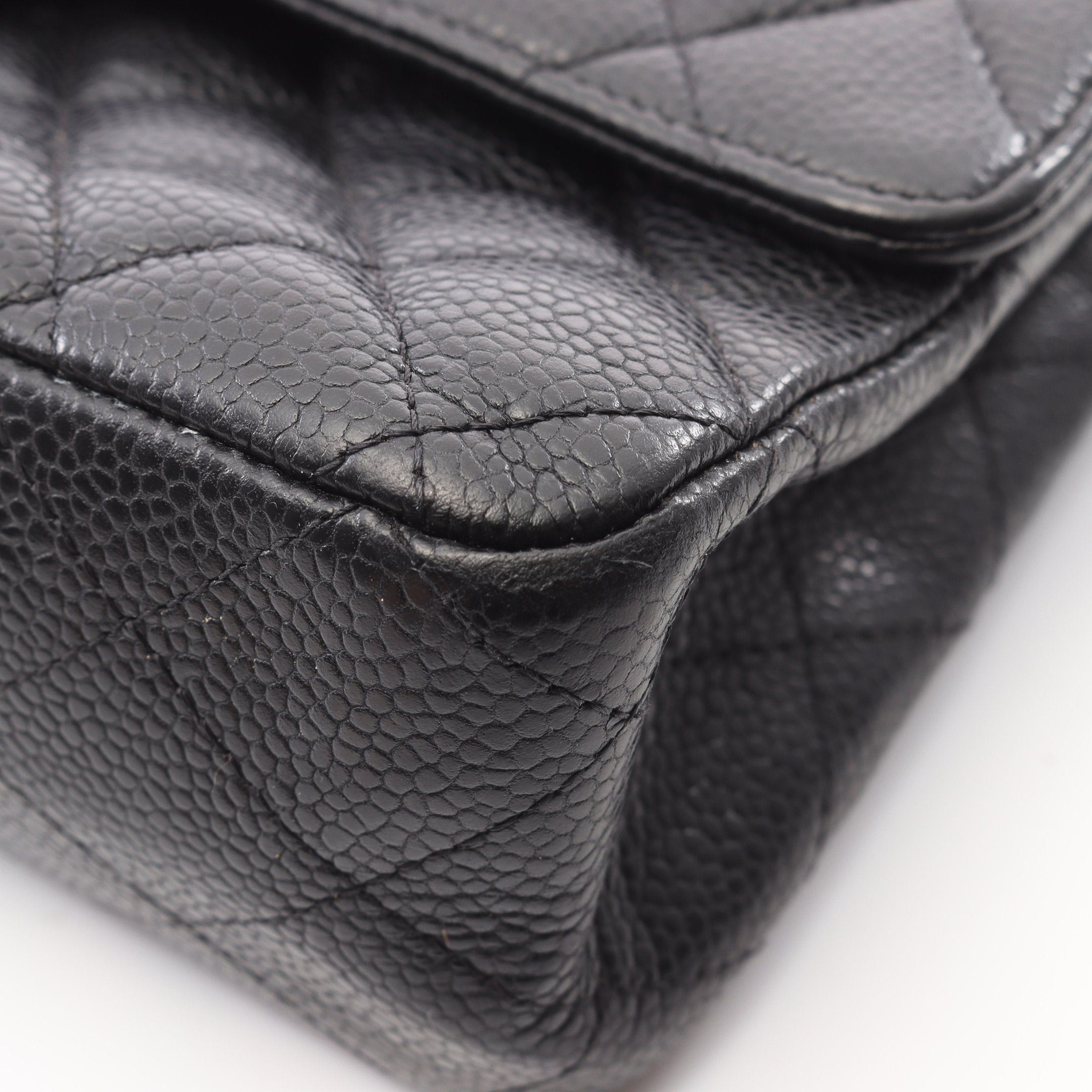 Chanel Chanel Matelasse Double Flap Chain Shoulder Bag Caviar Skin Black Silver Hardware Size ONE SIZE - 9 Thumbnail