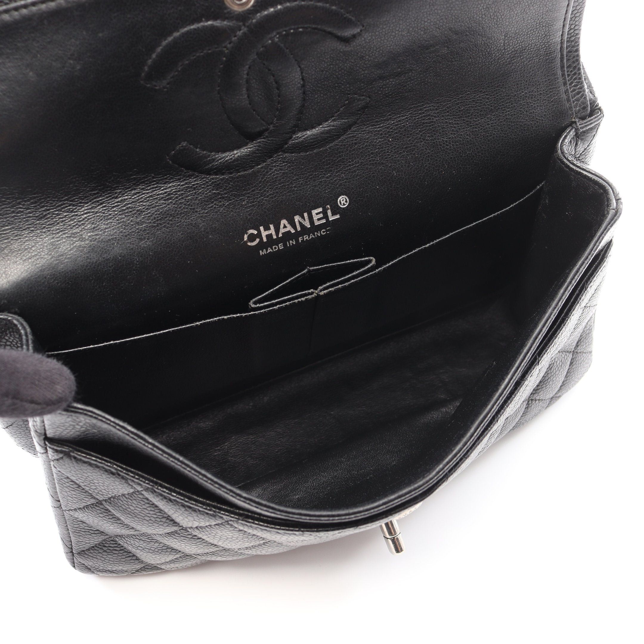 Chanel Chanel Matelasse Double Flap Chain Shoulder Bag Caviar Skin Black Silver Hardware Size ONE SIZE - 3 Thumbnail