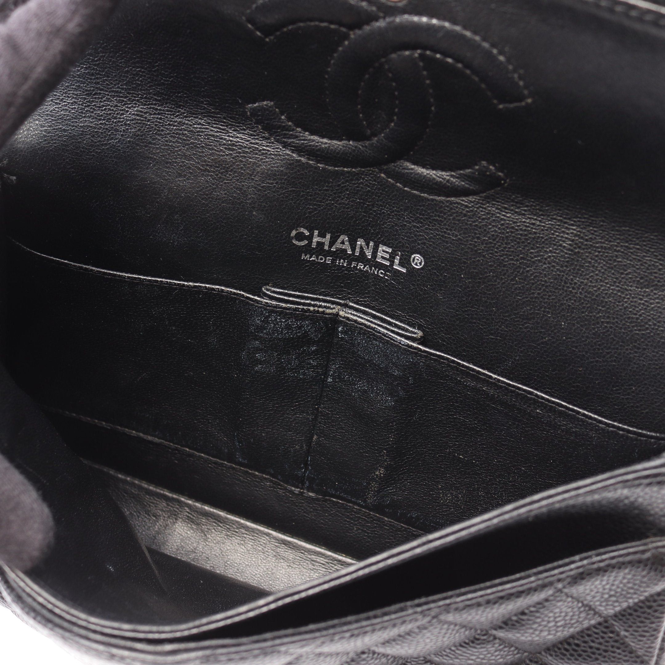 Chanel Chanel Matelasse Double Flap Chain Shoulder Bag Caviar Skin Black Silver Hardware Size ONE SIZE - 7 Thumbnail