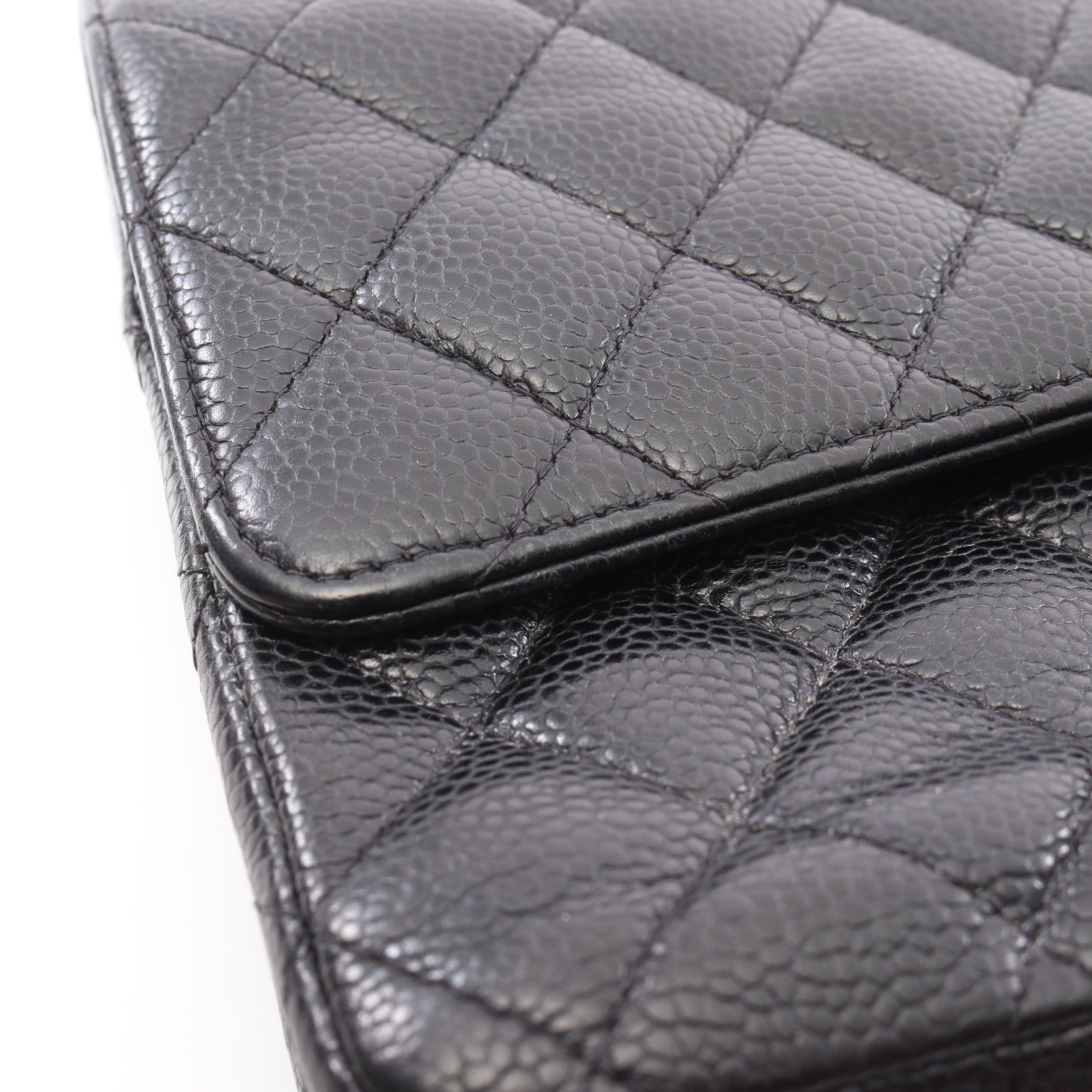 Chanel Chanel Matelasse Double Flap Chain Shoulder Bag Caviar Skin Black Silver Hardware Size ONE SIZE - 10 Thumbnail