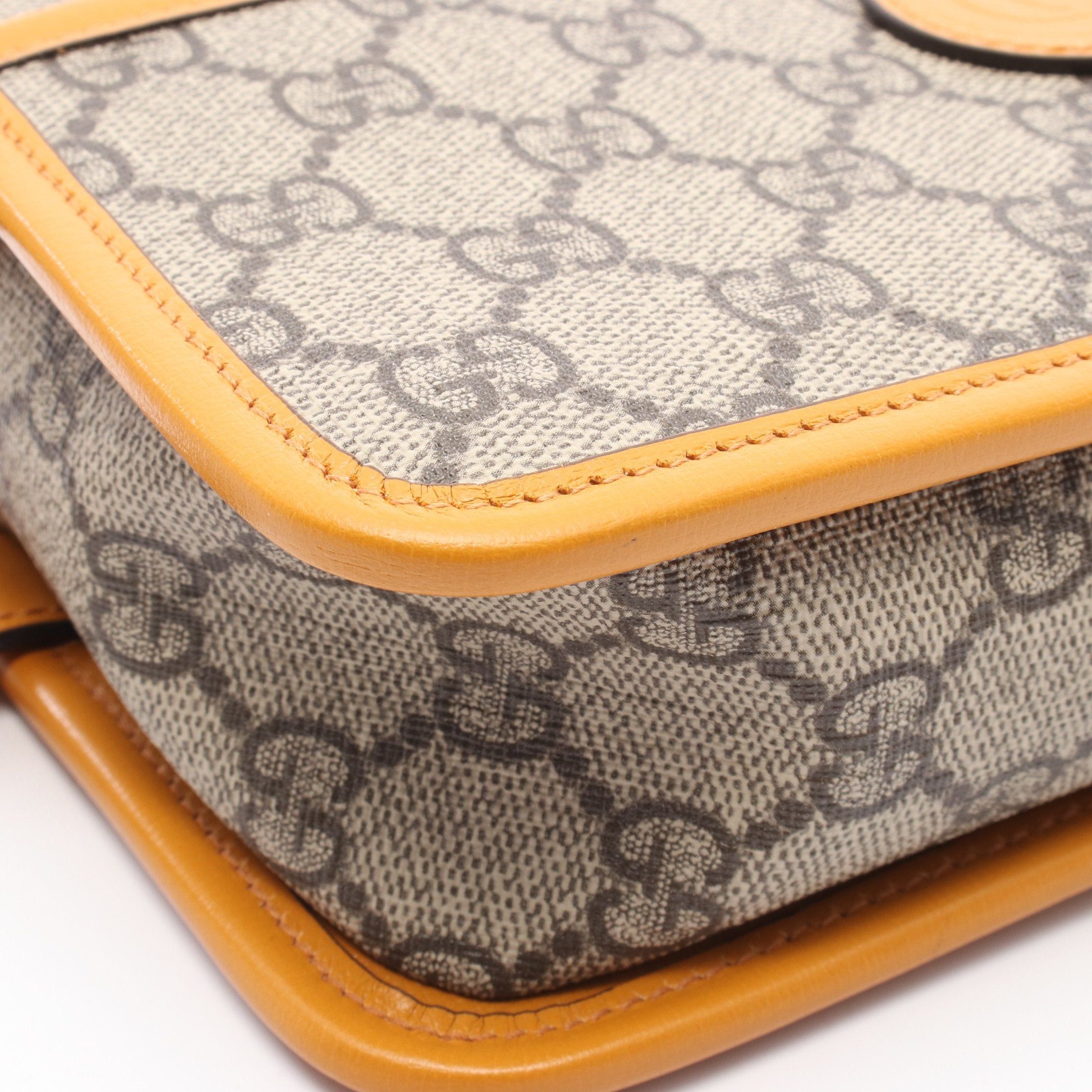 Gucci Gucci Gg Supreme Clutch Bag Leather Beige Dark Brown Yellow Size ONE SIZE - 5 Thumbnail