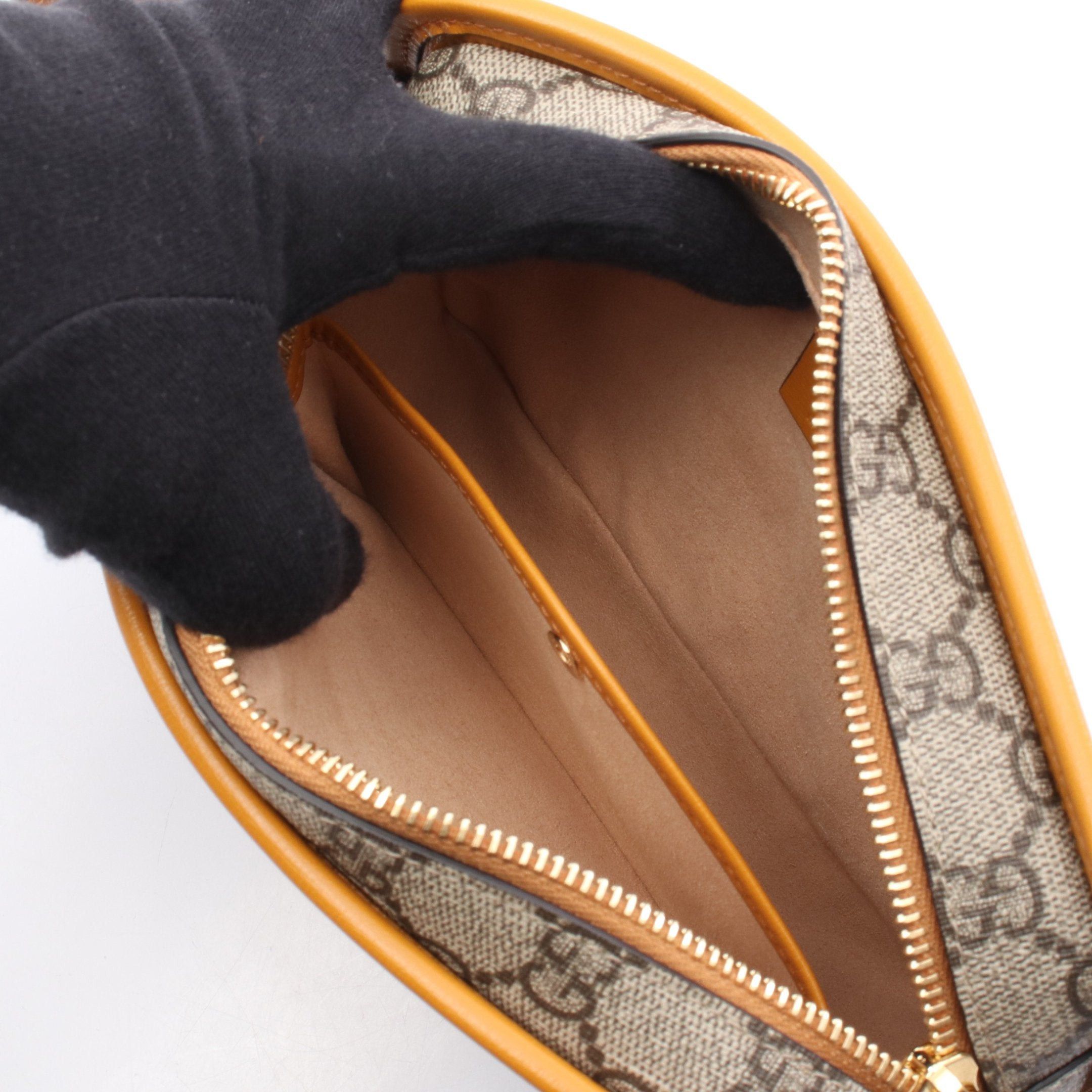 Gucci Gucci Gg Supreme Clutch Bag Leather Beige Dark Brown Yellow Size ONE SIZE - 3 Thumbnail