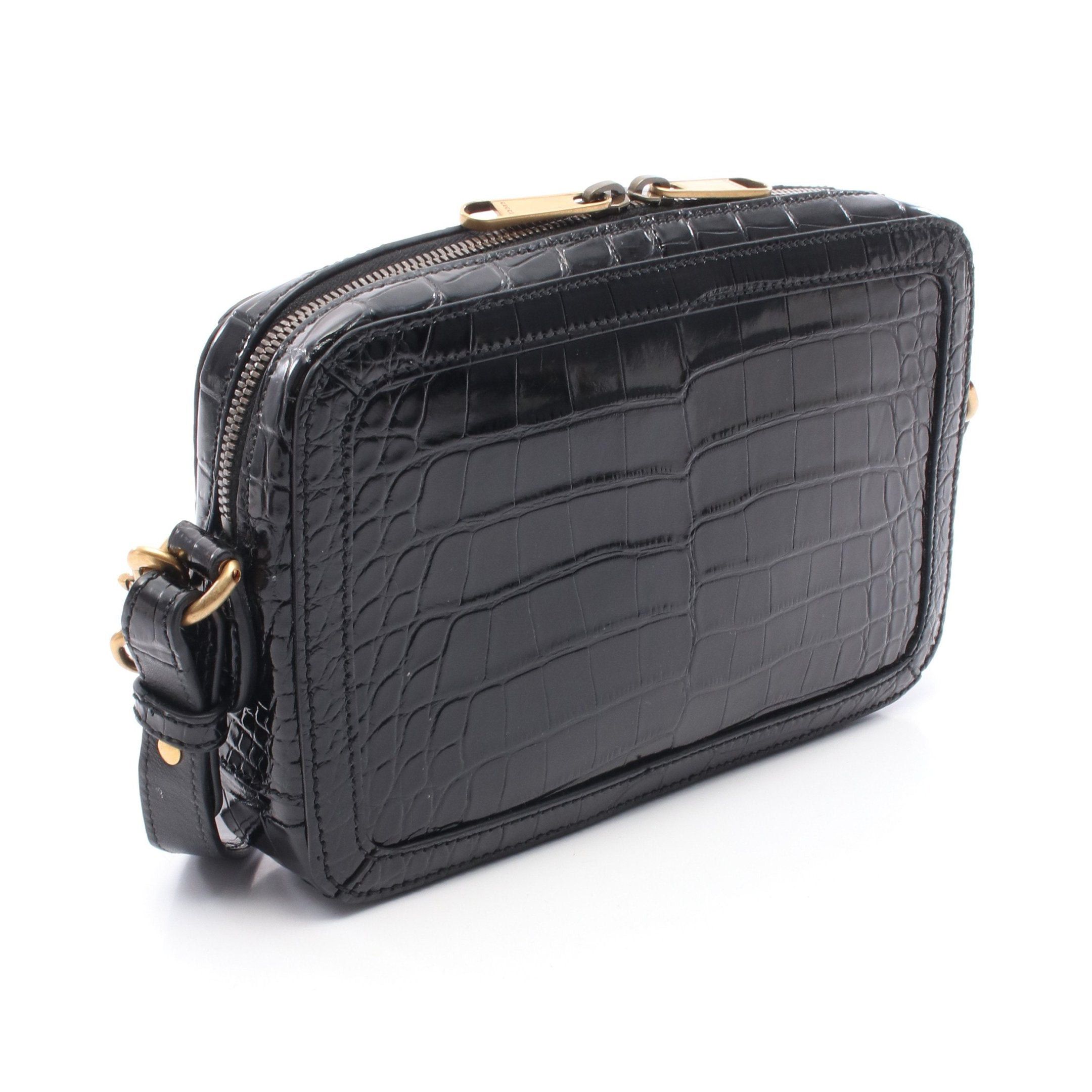 Gucci Gucci Gg Marmont Shoulder Bag Leather Black Croc Embossed Size ONE SIZE - 2 Thumbnail