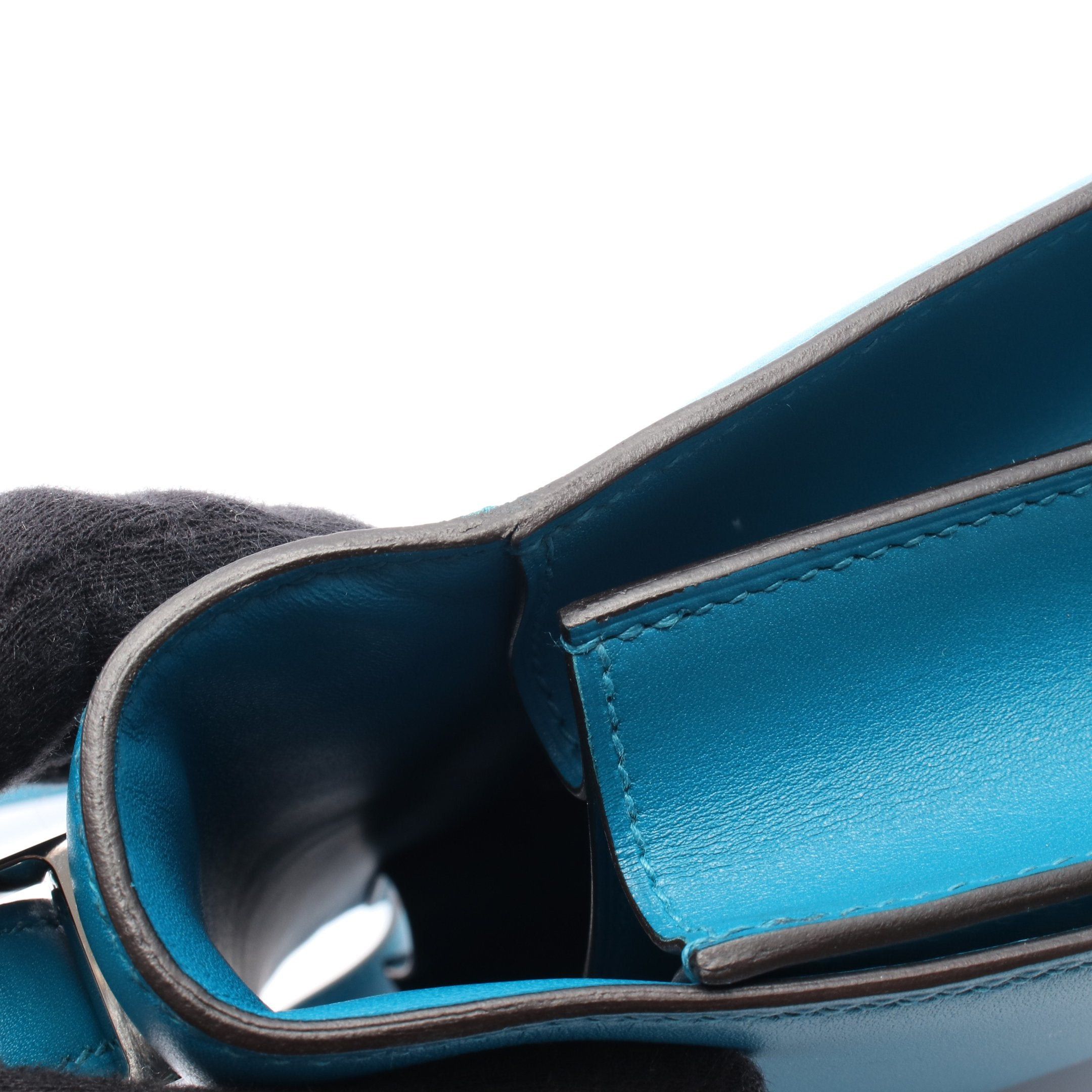 Hermes Hermes Constance 3 24 Vert Verone Shoulder Bag Box Calf Blue Green Silver Hardware Y Stamp Size ONE SIZE - 8 Thumbnail