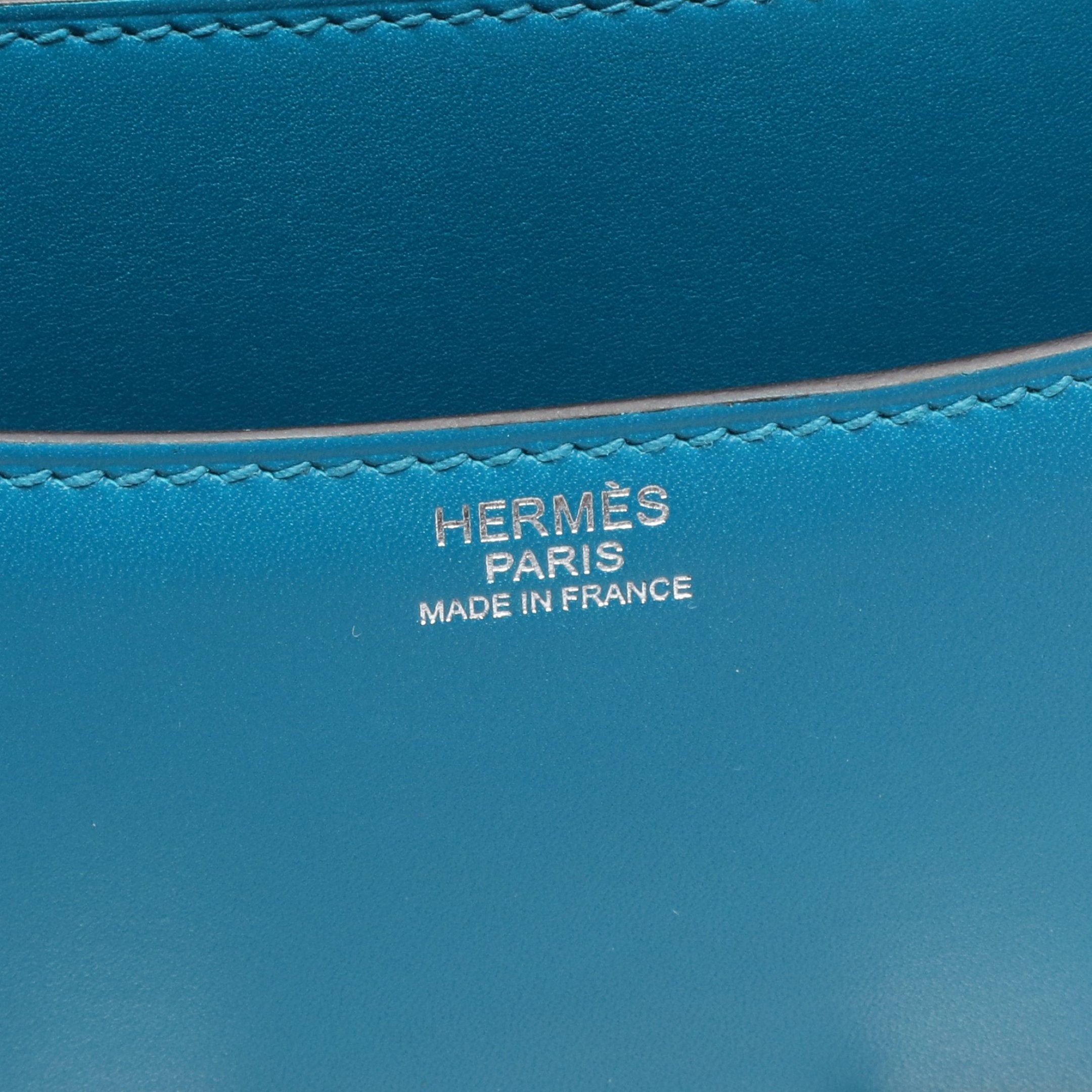 Hermes Hermes Constance 3 24 Vert Verone Shoulder Bag Box Calf Blue Green Silver Hardware Y Stamp Size ONE SIZE - 4 Thumbnail
