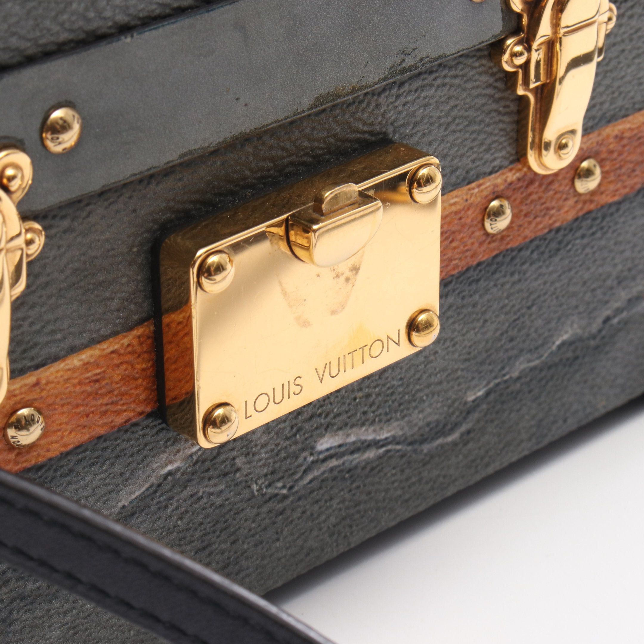 Louis Vuitton Louis Vuitton Petite Malle Shoulder Bag Leather Gray Brown Multicolor Size ONE SIZE - 6 Thumbnail