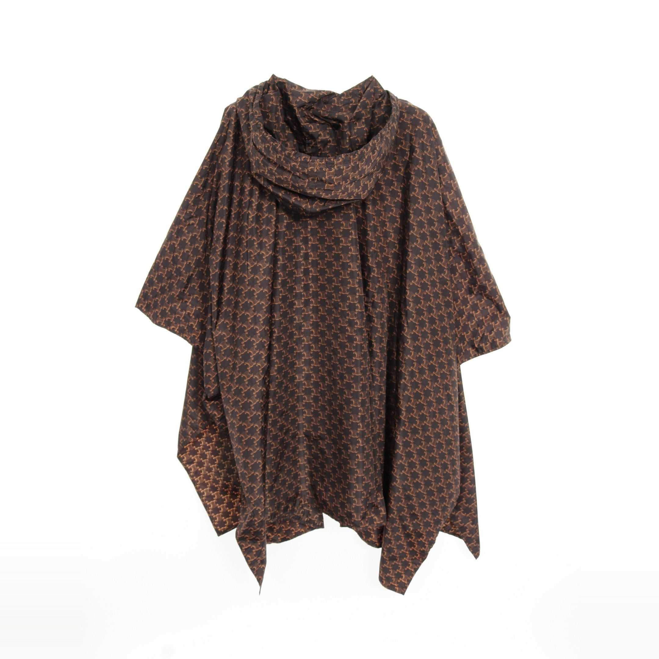 Celine Celine Triomphe Poncho All-Over Pattern Nylon Dark Brown Hooded Size ONE SIZE - 2 Thumbnail