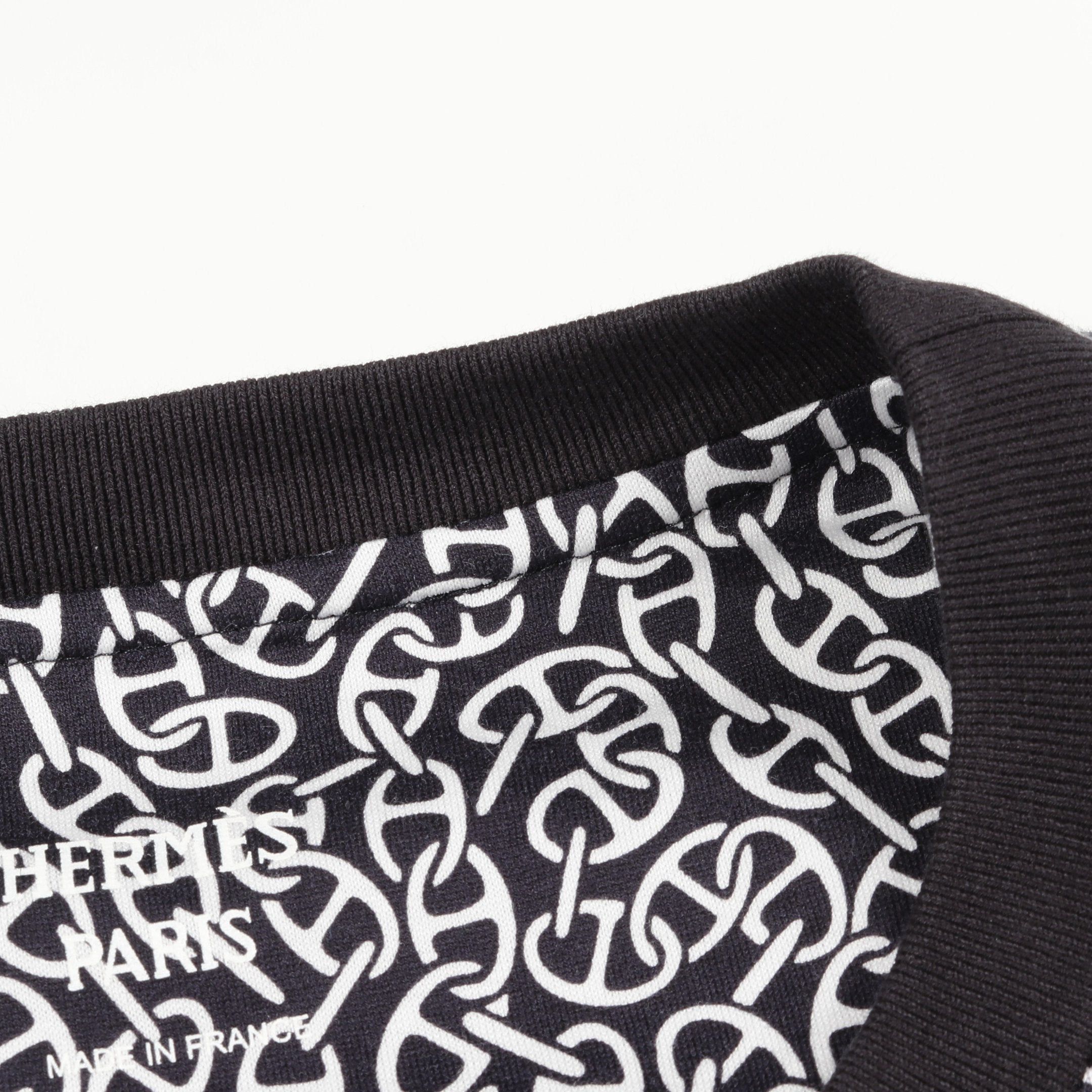 Hermes Hermes Naoussa Chaine Print Cut And Sew Crew Neck Long Sleeve Cotton Black White Size ONE SIZE - 5 Thumbnail