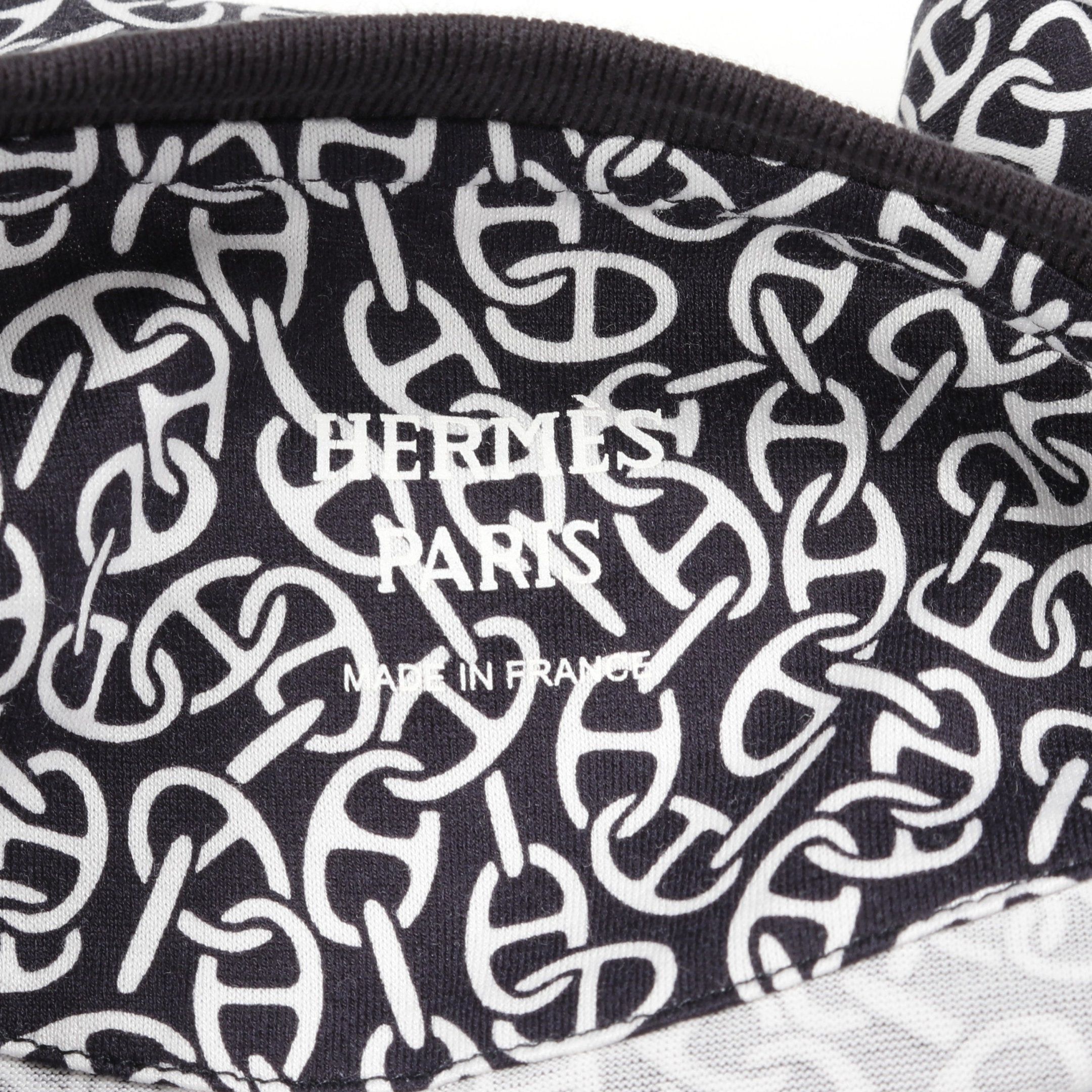 Hermes Hermes Naoussa Chaine Print Cut And Sew Crew Neck Long Sleeve Cotton Black White Size ONE SIZE - 3 Thumbnail