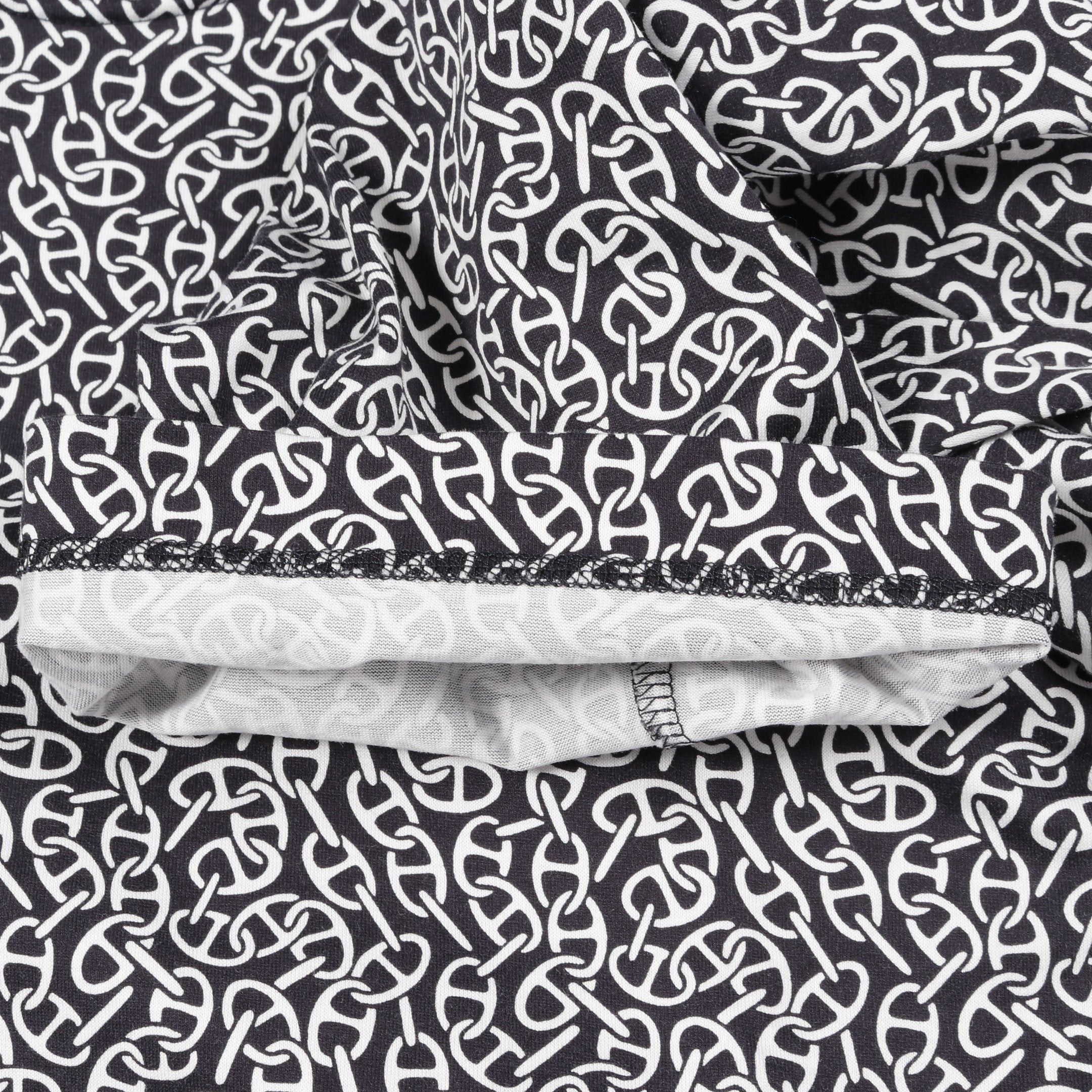 Hermes Hermes Naoussa Chaine Print Cut And Sew Crew Neck Long Sleeve Cotton Black White Size ONE SIZE - 6 Thumbnail