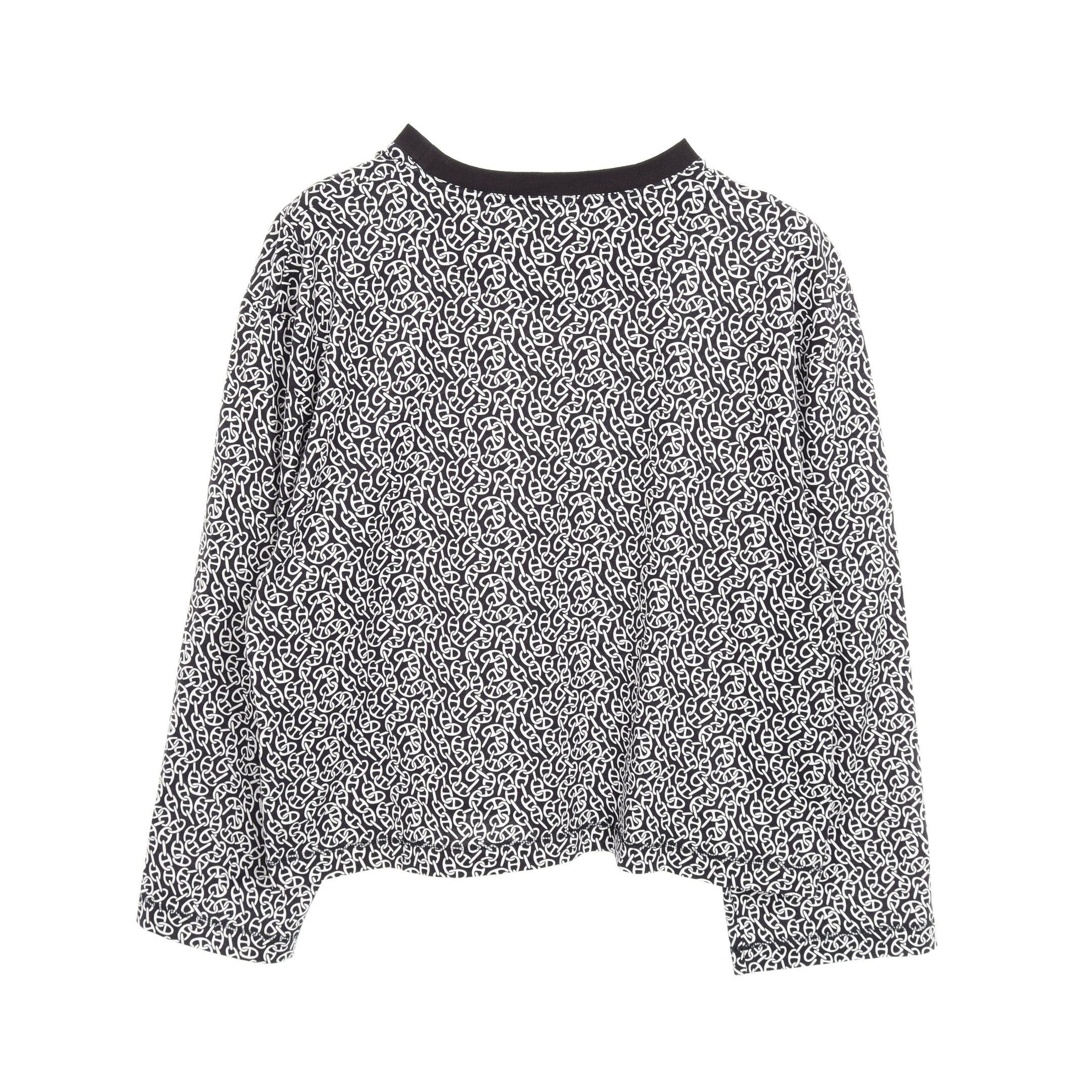 Hermes Hermes Naoussa Chaine Print Cut And Sew Crew Neck Long Sleeve Cotton Black White Size ONE SIZE - 2 Thumbnail