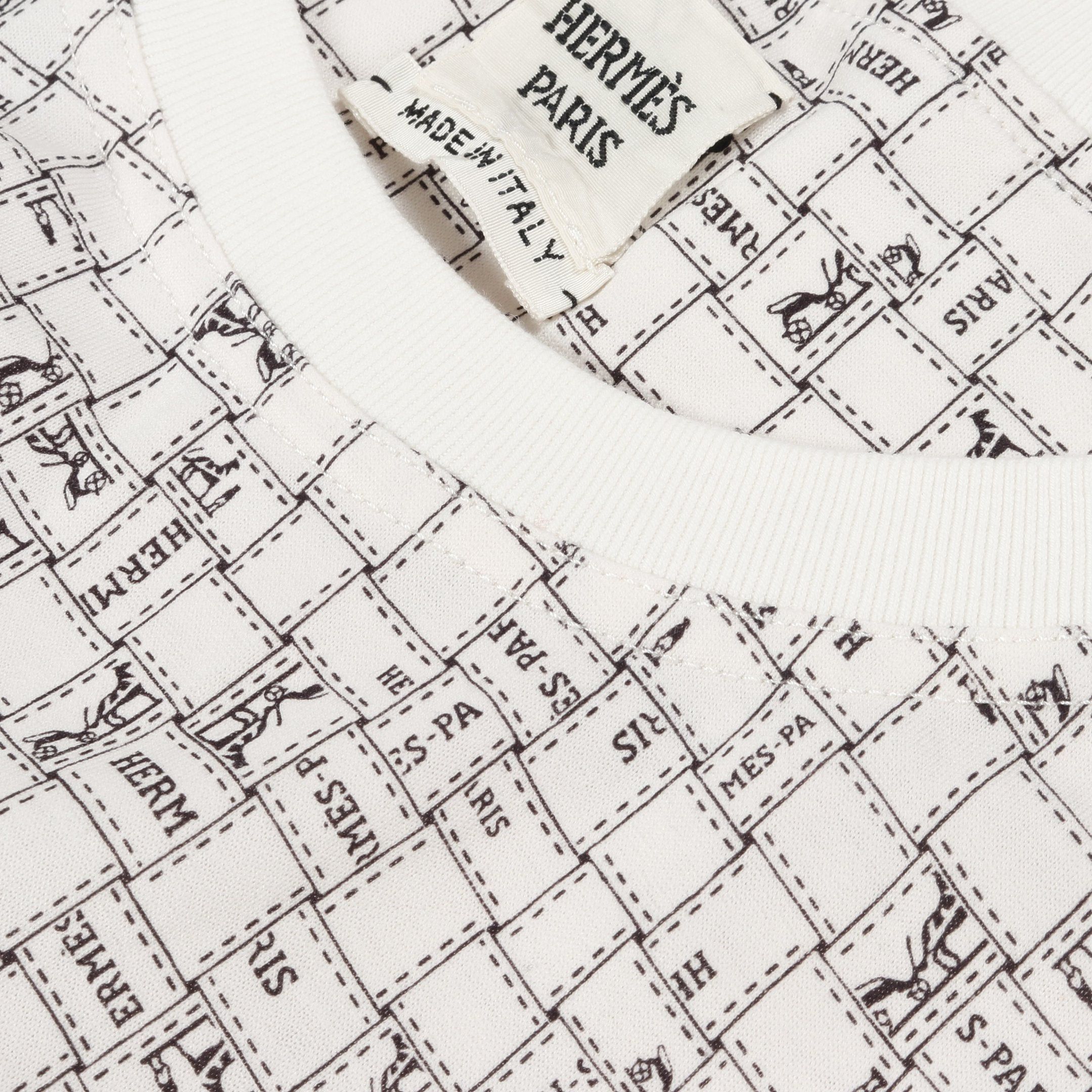 Hermes Hermes Bolduc Check Au Carre T-Shirt Crew Neck Cotton White Size ONE SIZE - 5 Thumbnail