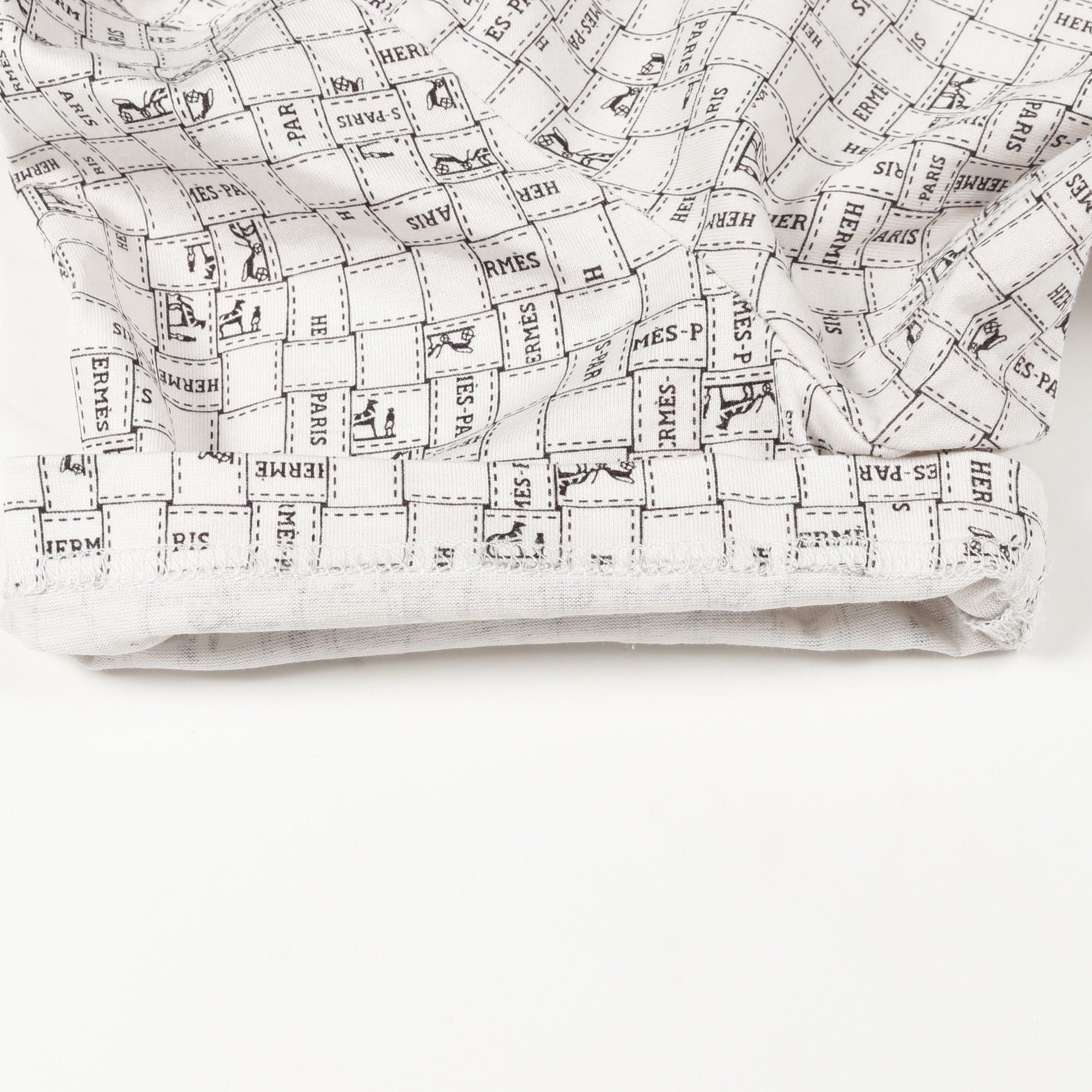 Hermes Hermes Bolduc Check Au Carre T-Shirt Crew Neck Cotton White Size ONE SIZE - 6 Thumbnail