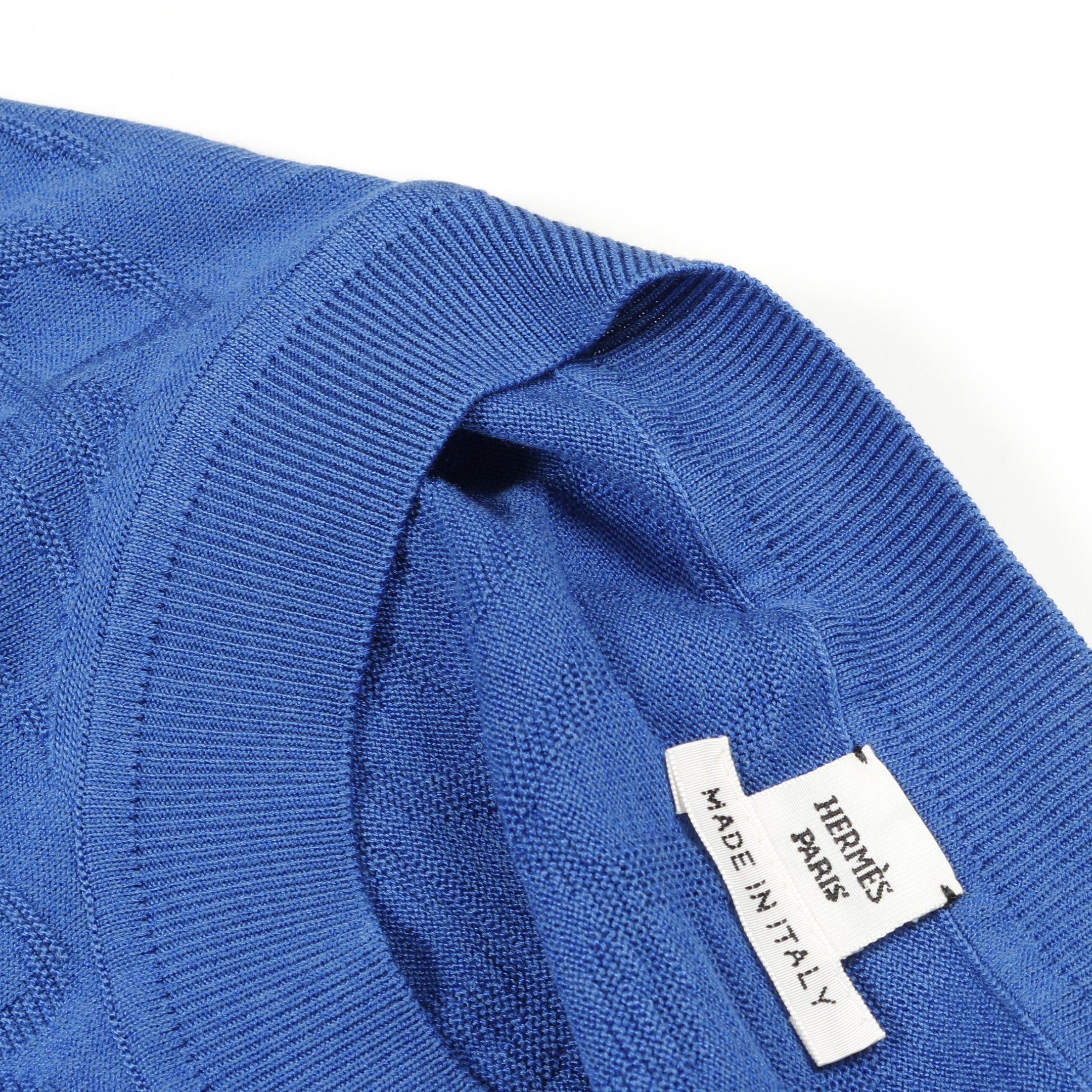 Hermes Hermes Naoussa Chaîne Cut And Sew Knit Crew Neck Short Sleeve Silk Cotton Blue Size ONE SIZE - 7 Thumbnail
