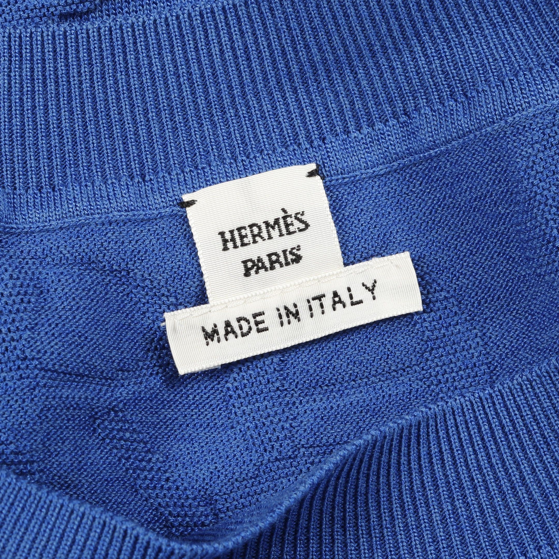 Hermes Hermes Naoussa Chaîne Cut And Sew Knit Crew Neck Short Sleeve Silk Cotton Blue Size ONE SIZE - 3 Thumbnail