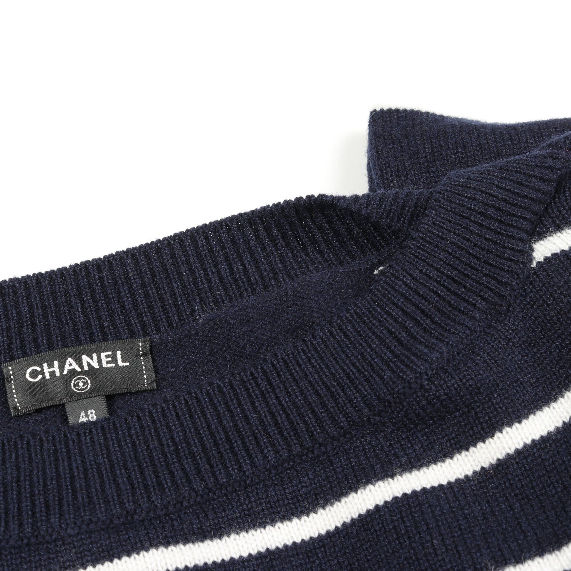 Chanel Chanel Coco Mark Knit Stripes Cashmere Dark Navy Multicolor Size ONE SIZE - 7 Thumbnail