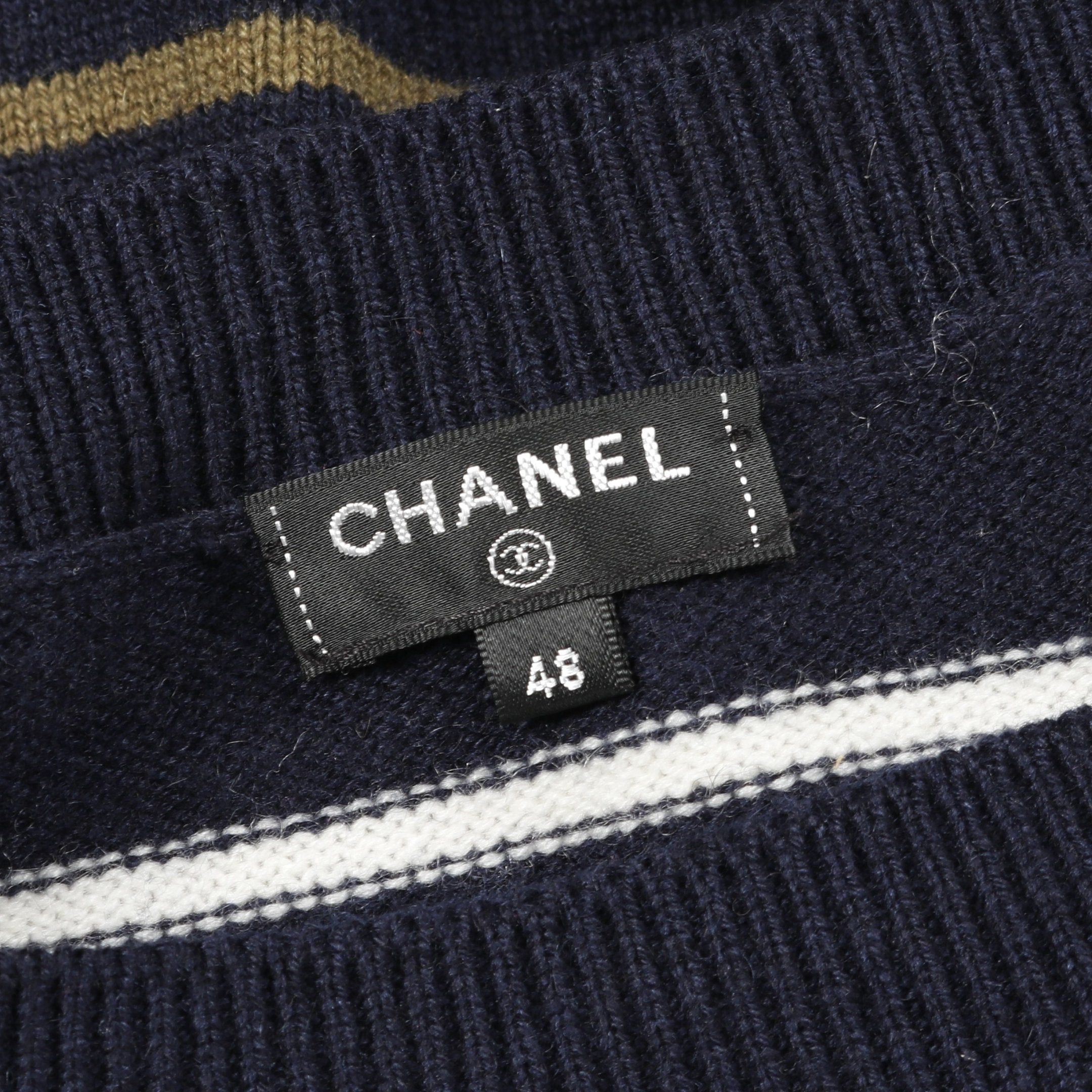 Chanel Chanel Coco Mark Knit Stripes Cashmere Dark Navy Multicolor Size ONE SIZE - 3 Thumbnail