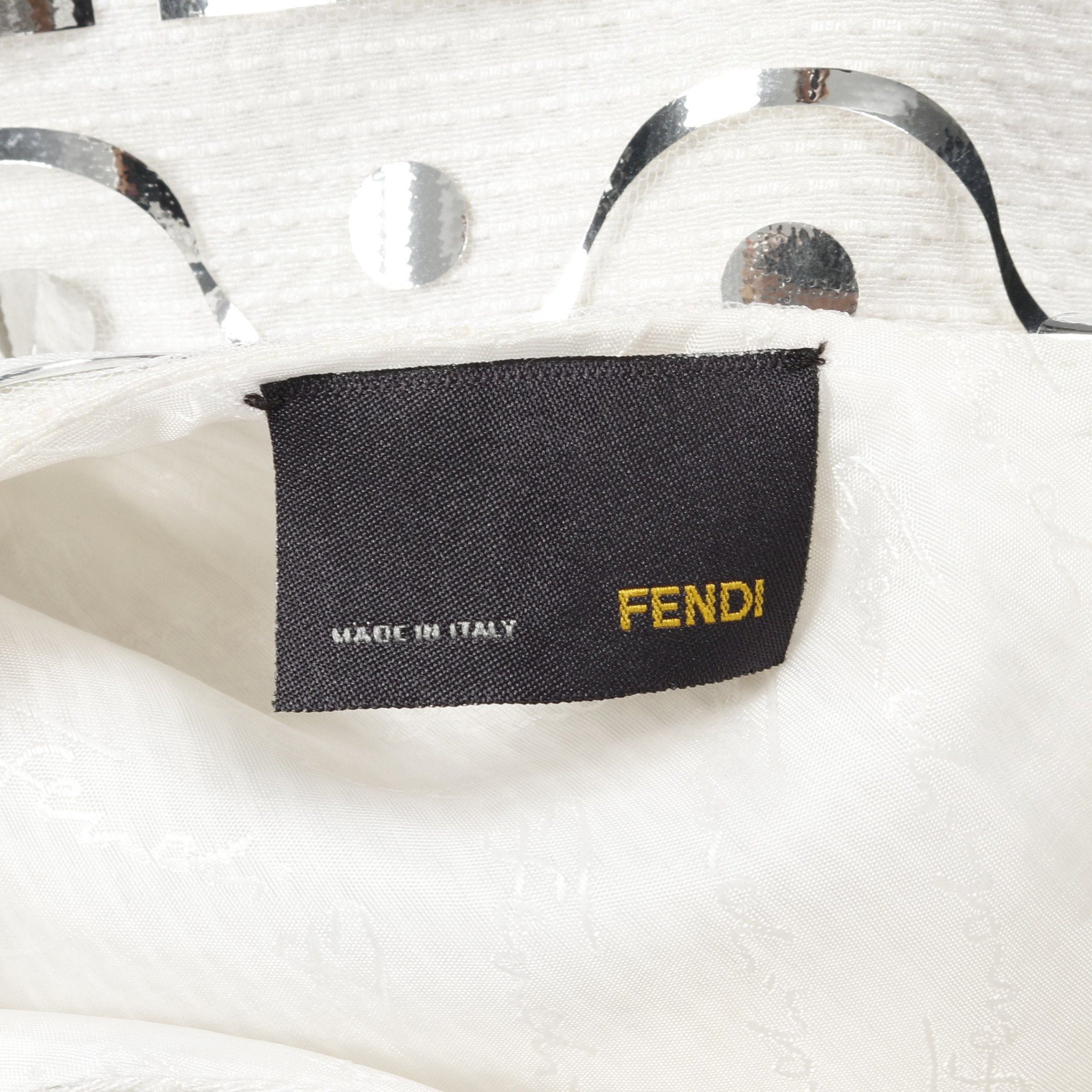 Fendi Fendi One Piece No Sleeve Cotton White Silver Size ONE SIZE - 3 Thumbnail