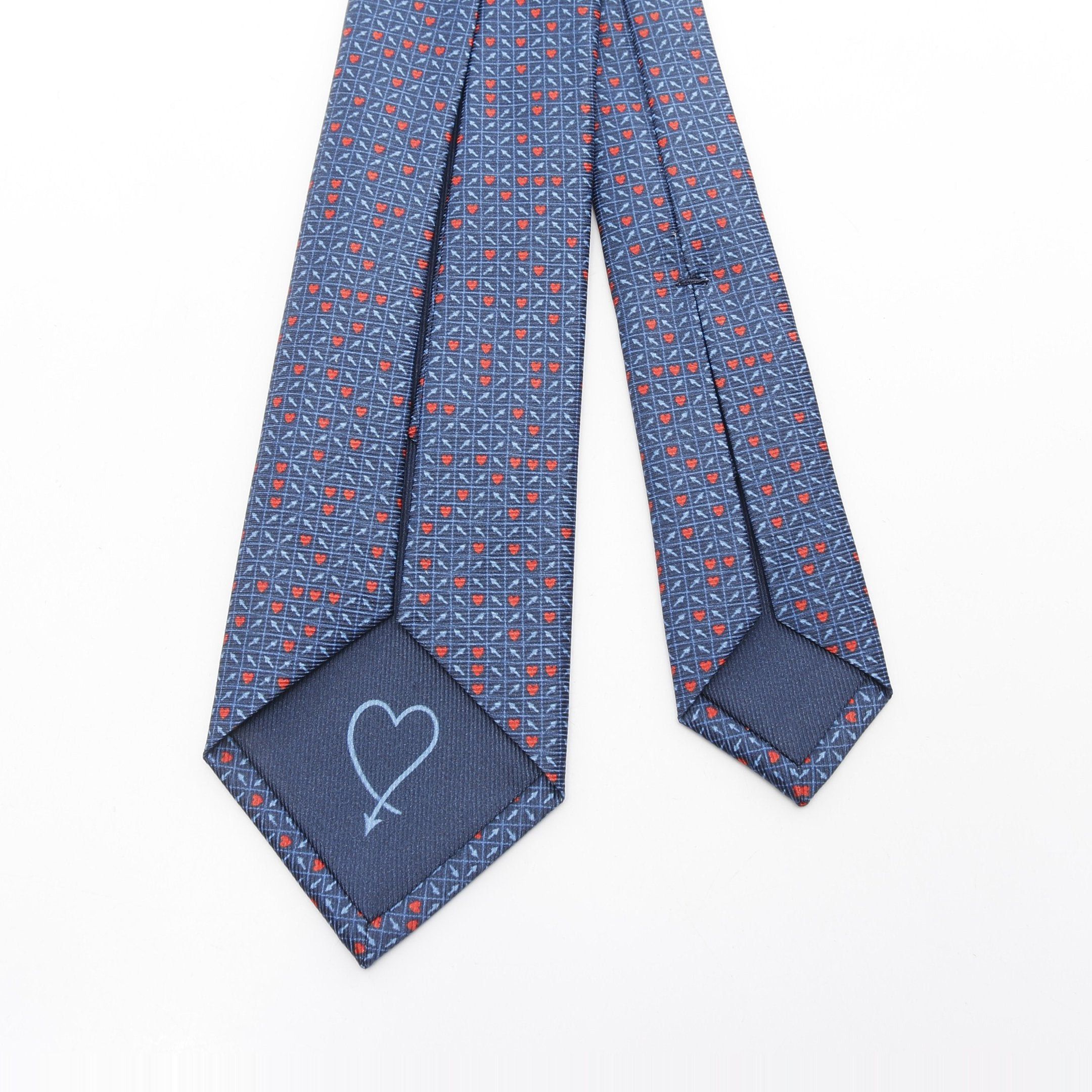 Bvlgari Bvlgari Tie Heart Arrow Silk Dark Navy Red Light Blue Size ONE SIZE - 3 Thumbnail