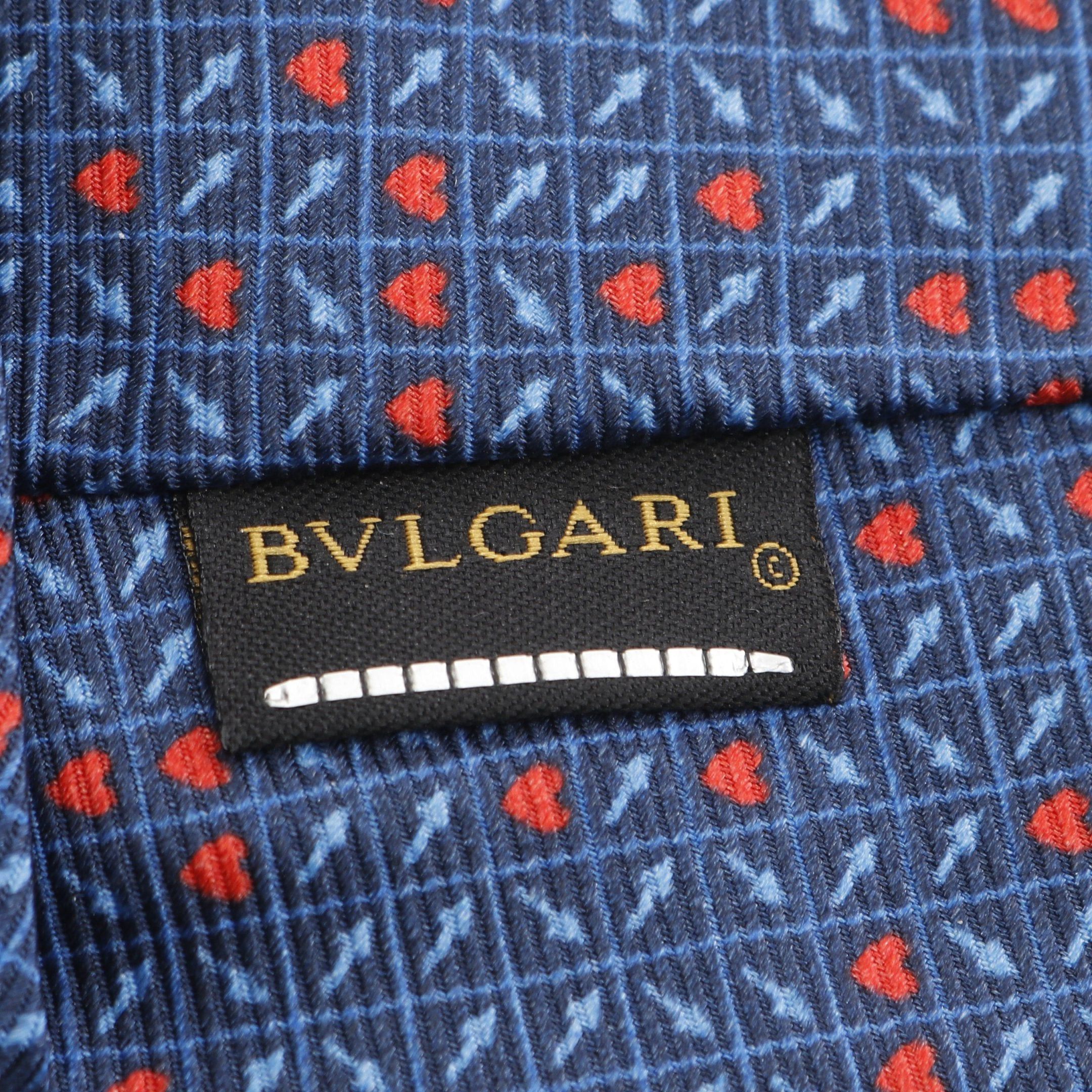 Bvlgari Bvlgari Tie Heart Arrow Silk Dark Navy Red Light Blue Size ONE SIZE - 4 Thumbnail
