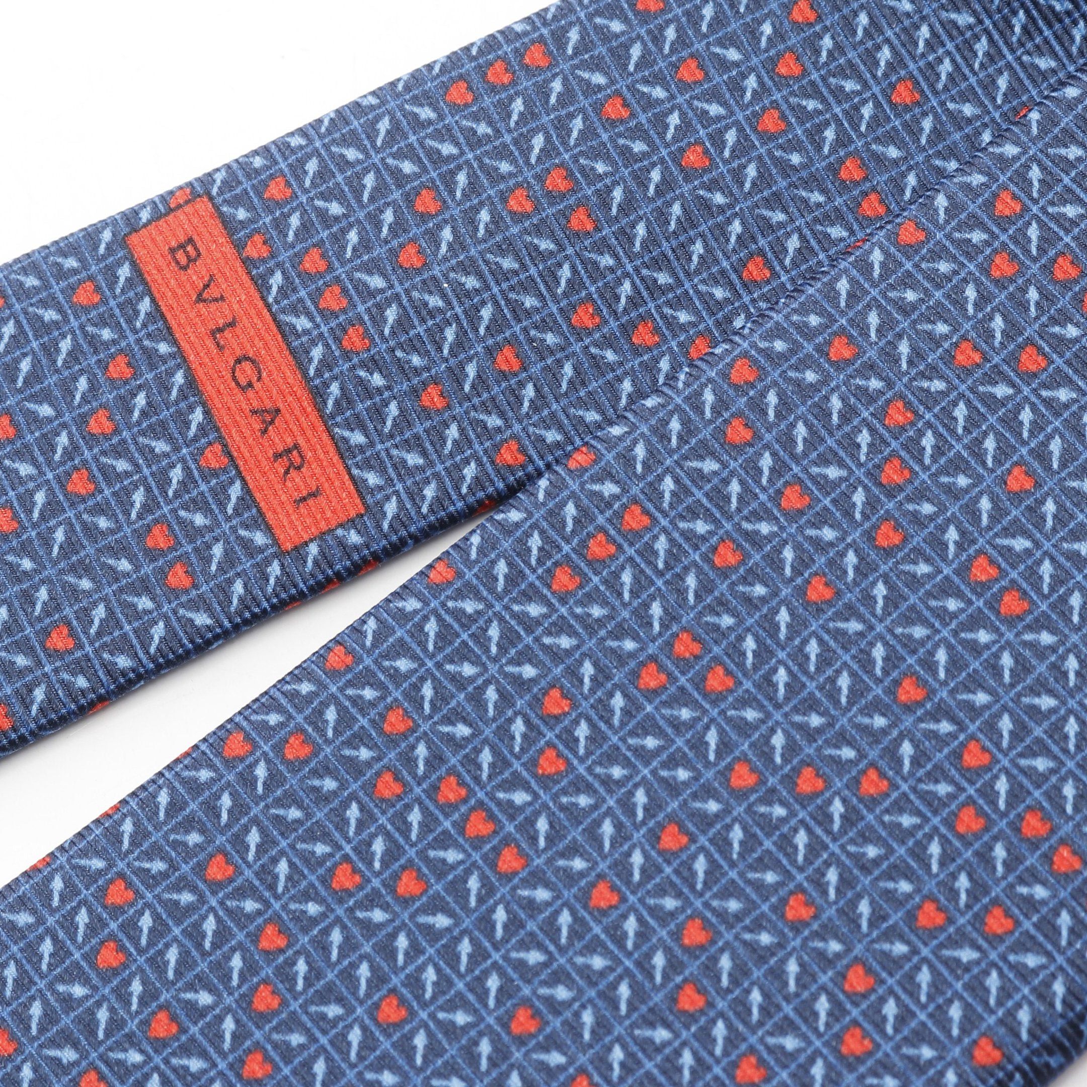 Bvlgari Bvlgari Tie Heart Arrow Silk Dark Navy Red Light Blue Size ONE SIZE - 6 Thumbnail