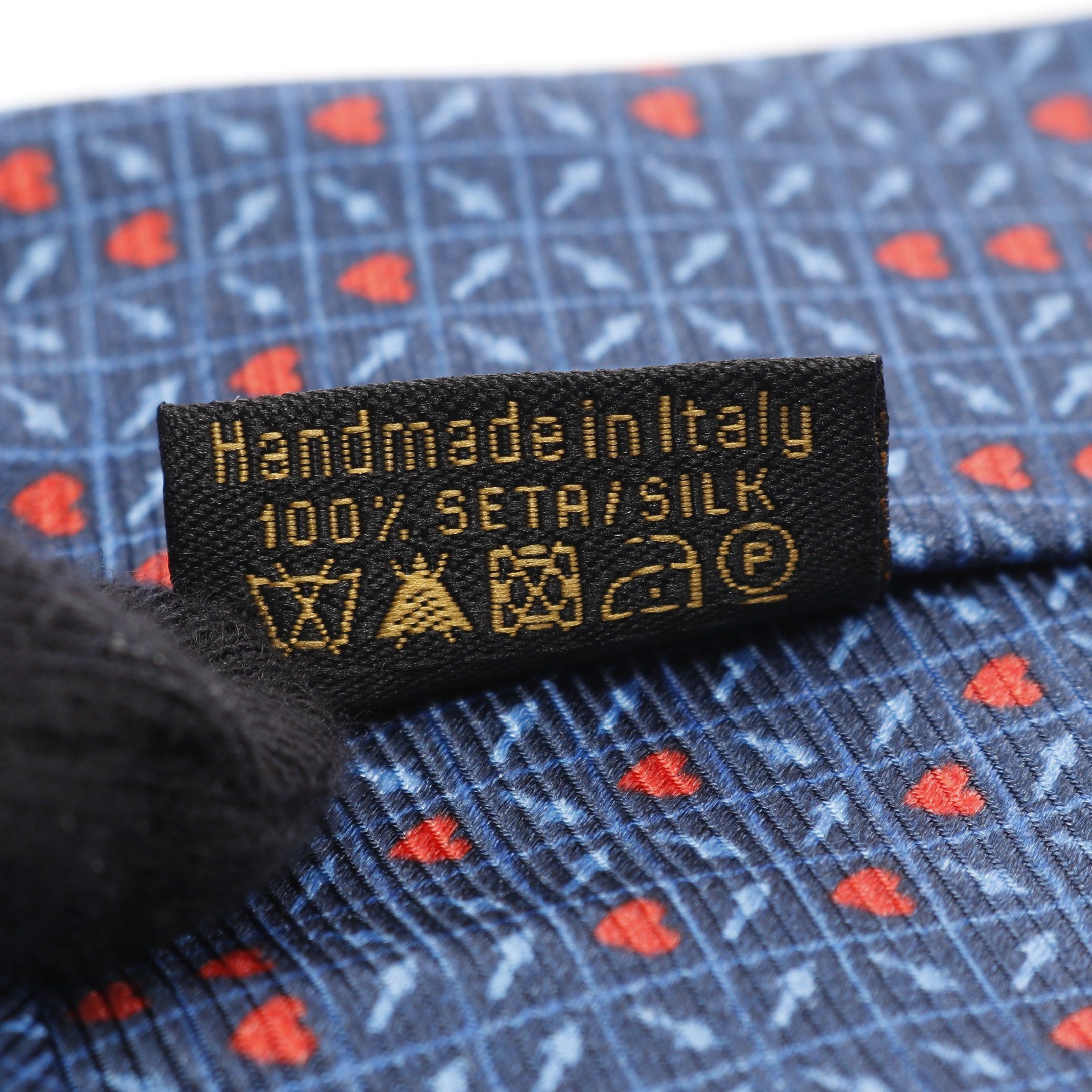 Bvlgari Bvlgari Tie Heart Arrow Silk Dark Navy Red Light Blue Size ONE SIZE - 5 Thumbnail