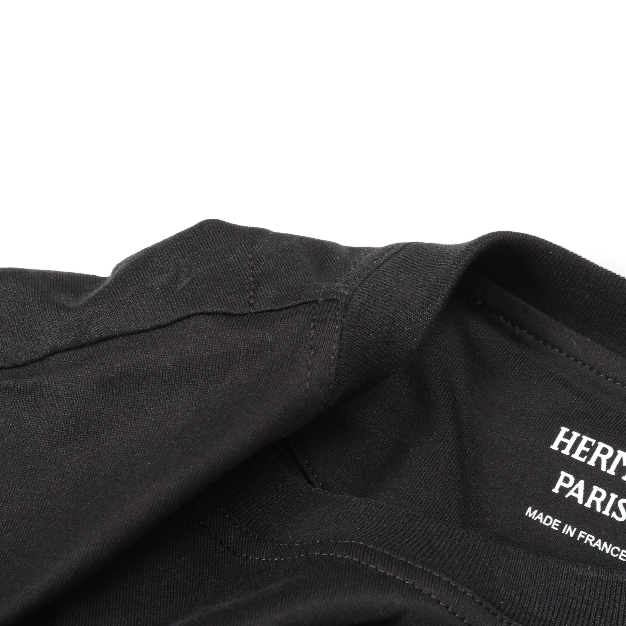 Hermes Hermes Cartouche T-Shirt One Piece Short Sleeve Cotton Black Size ONE SIZE - 5 Thumbnail
