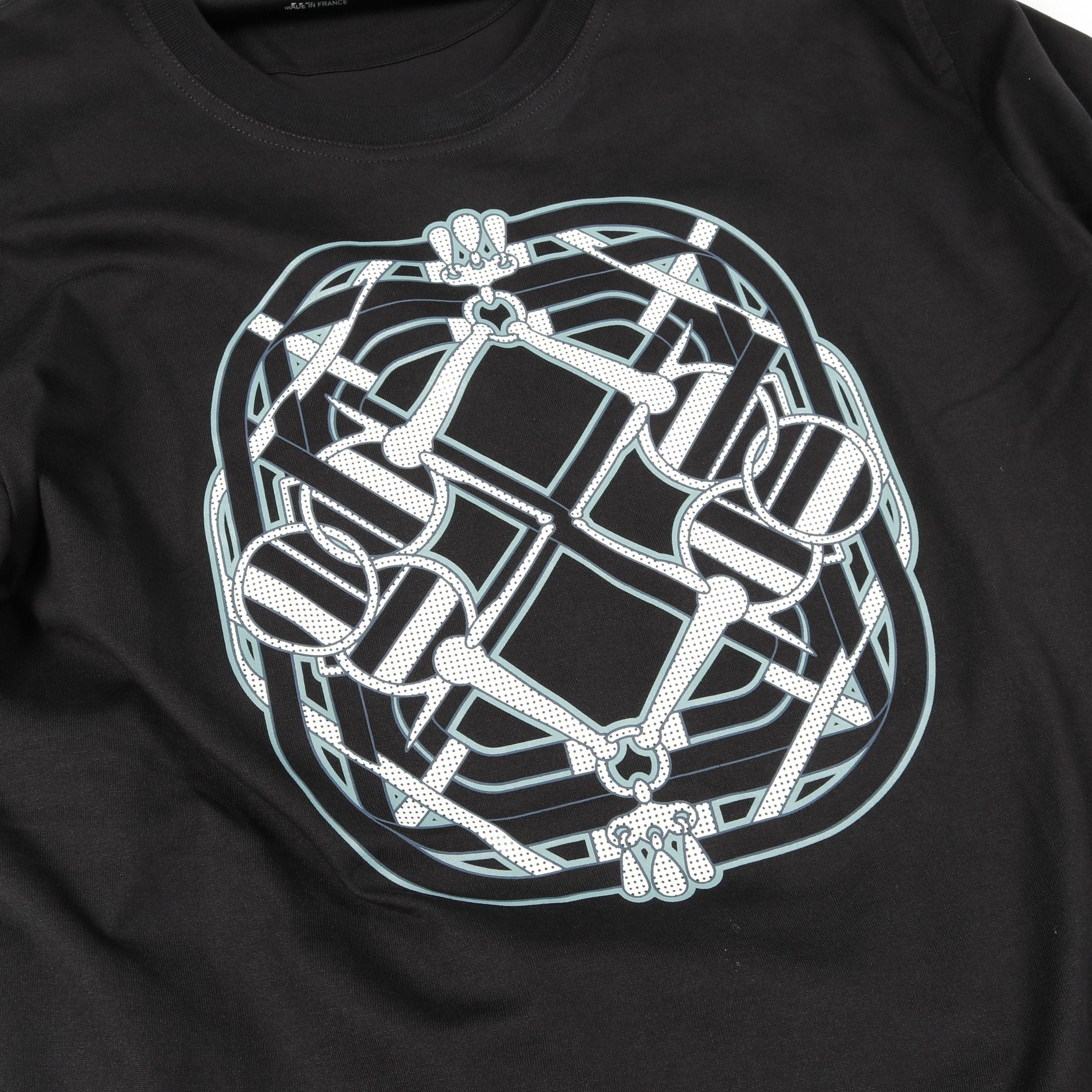 Hermes Hermes Cartouche T-Shirt One Piece Short Sleeve Cotton Black Size ONE SIZE - 10 Thumbnail