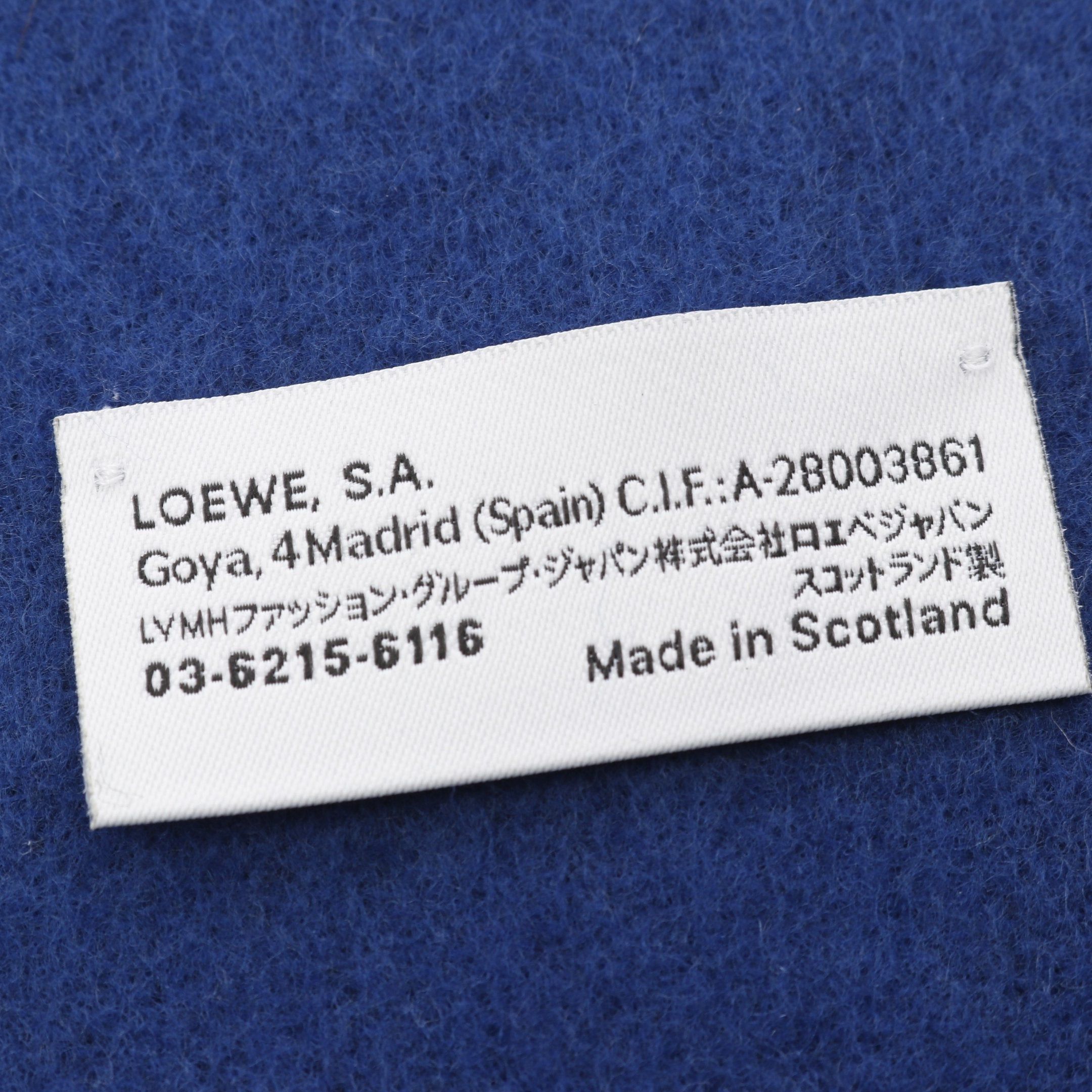 Loewe Loewe Anagram Scarf Wool Cashmere Blue Navy Yellow Size ONE SIZE - 2 Thumbnail