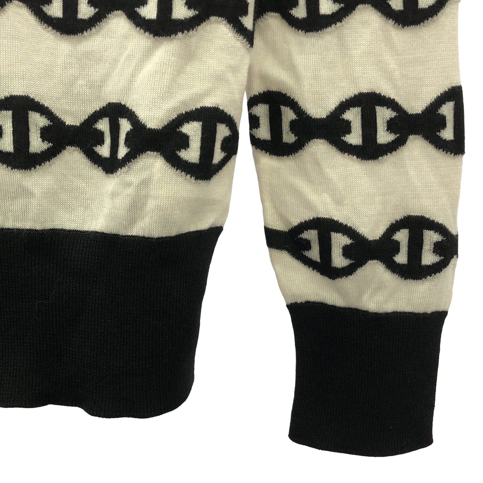 Hermes Hermes Chaîne Knit White Black Cashmere Size ONE SIZE - 4 Thumbnail