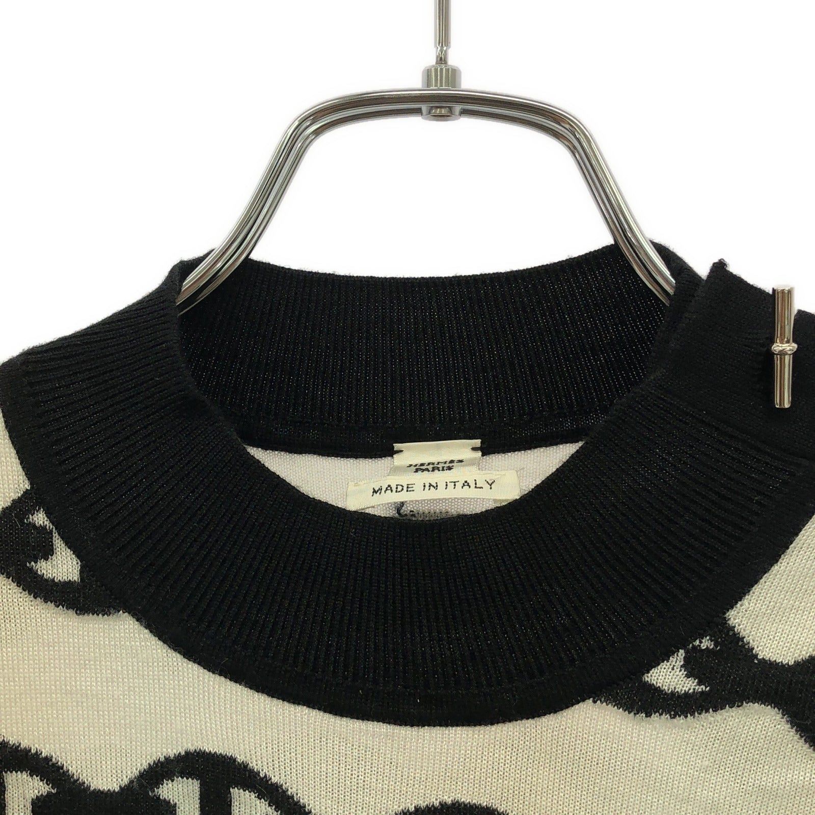 Hermes Hermes Chaîne Knit White Black Cashmere Size ONE SIZE - 3 Thumbnail
