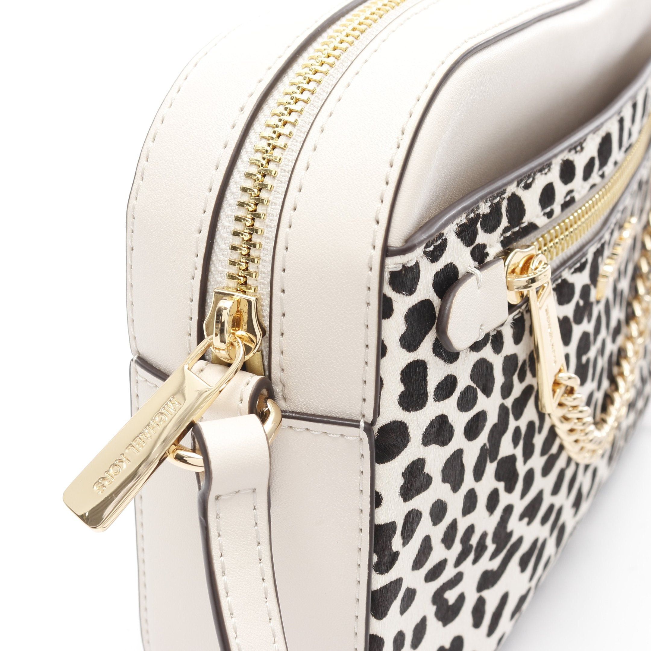 Michael Kors Michael Kors Jet Set Large Crossbody Bag Shoulder Leopard Print Unborn Calf Leather Ivory Black Size ONE SIZE - 5 Thumbnail