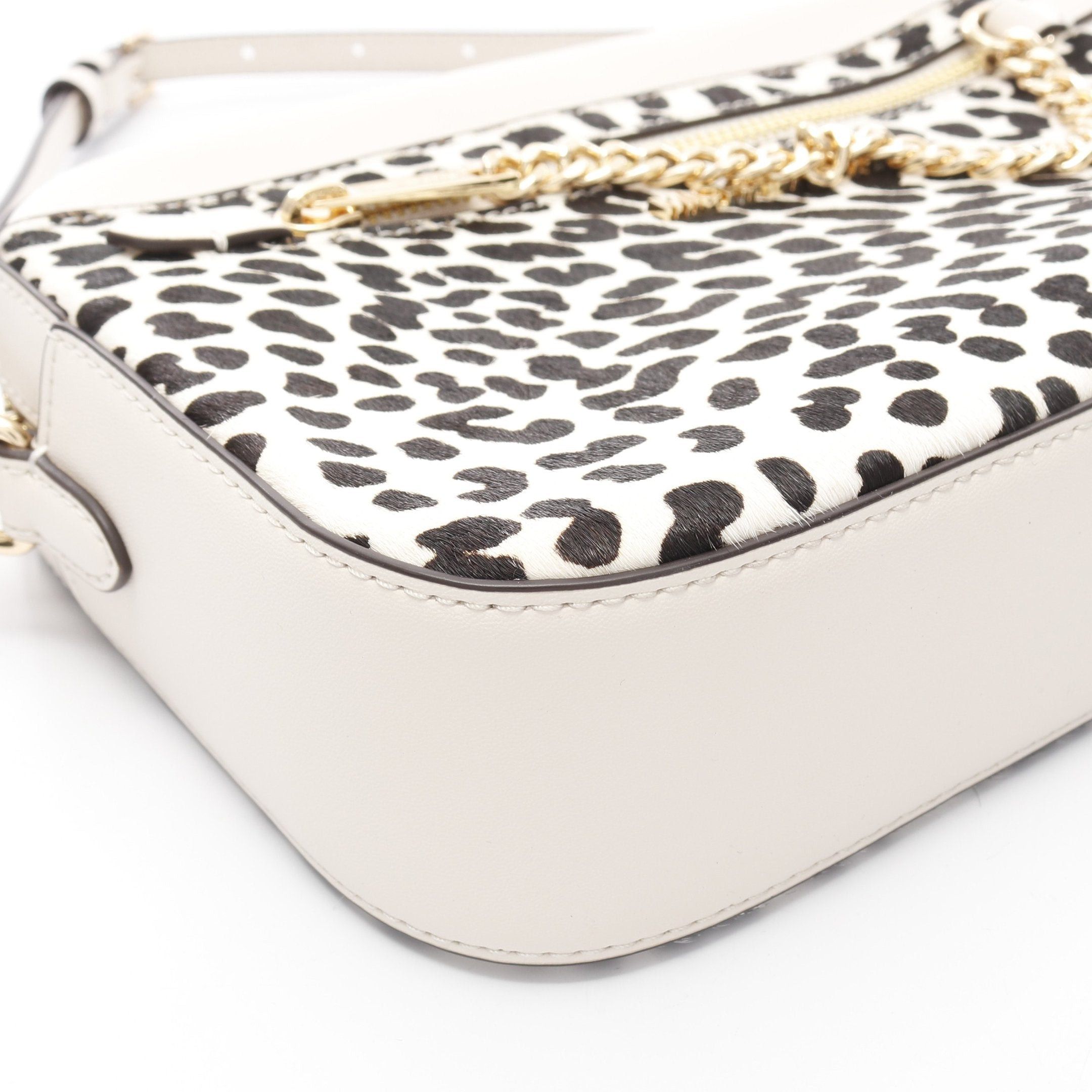Michael Kors Michael Kors Jet Set Large Crossbody Bag Shoulder Leopard Print Unborn Calf Leather Ivory Black Size ONE SIZE - 7 Thumbnail