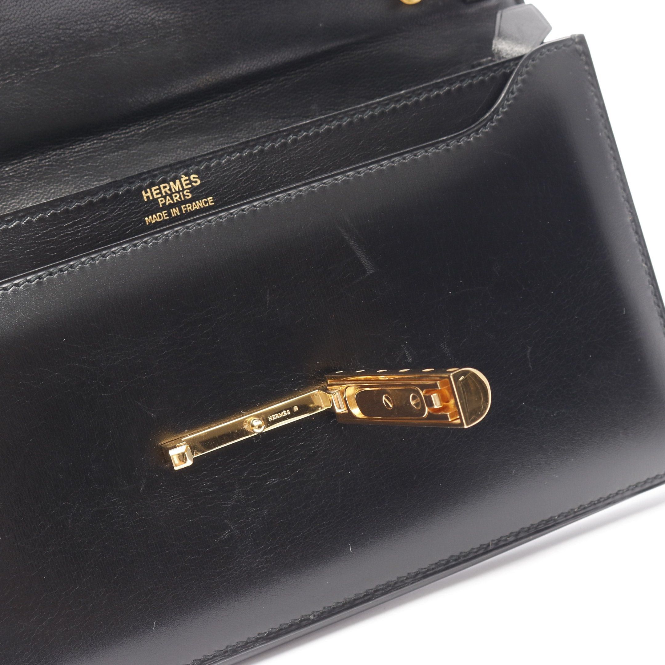 Hermes Hermes Shoulder Wallet Box Calf Black Gold Hardware ○Q Stamp Size ONE SIZE - 8 Thumbnail