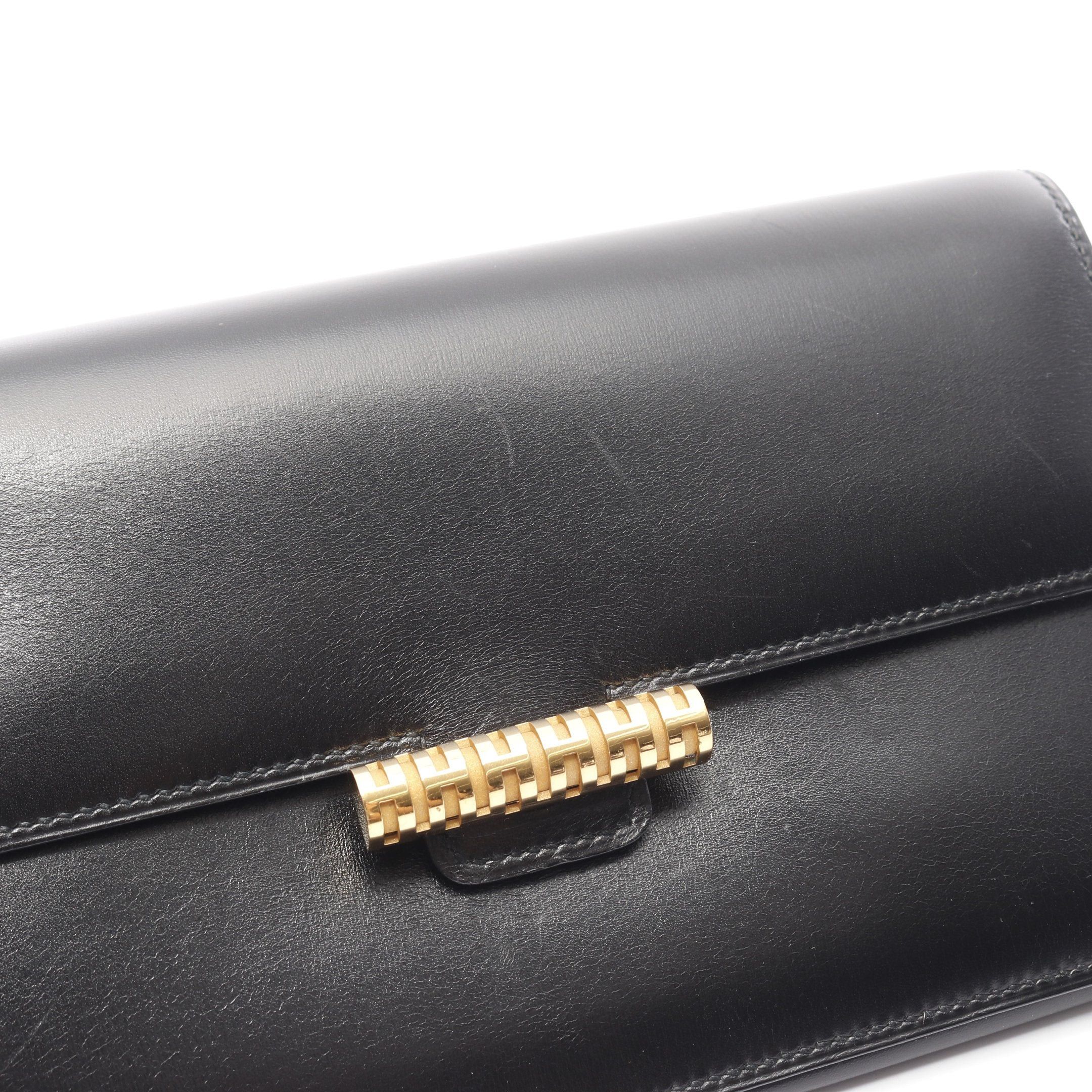Hermes Hermes Shoulder Wallet Box Calf Black Gold Hardware ○Q Stamp Size ONE SIZE - 10 Thumbnail
