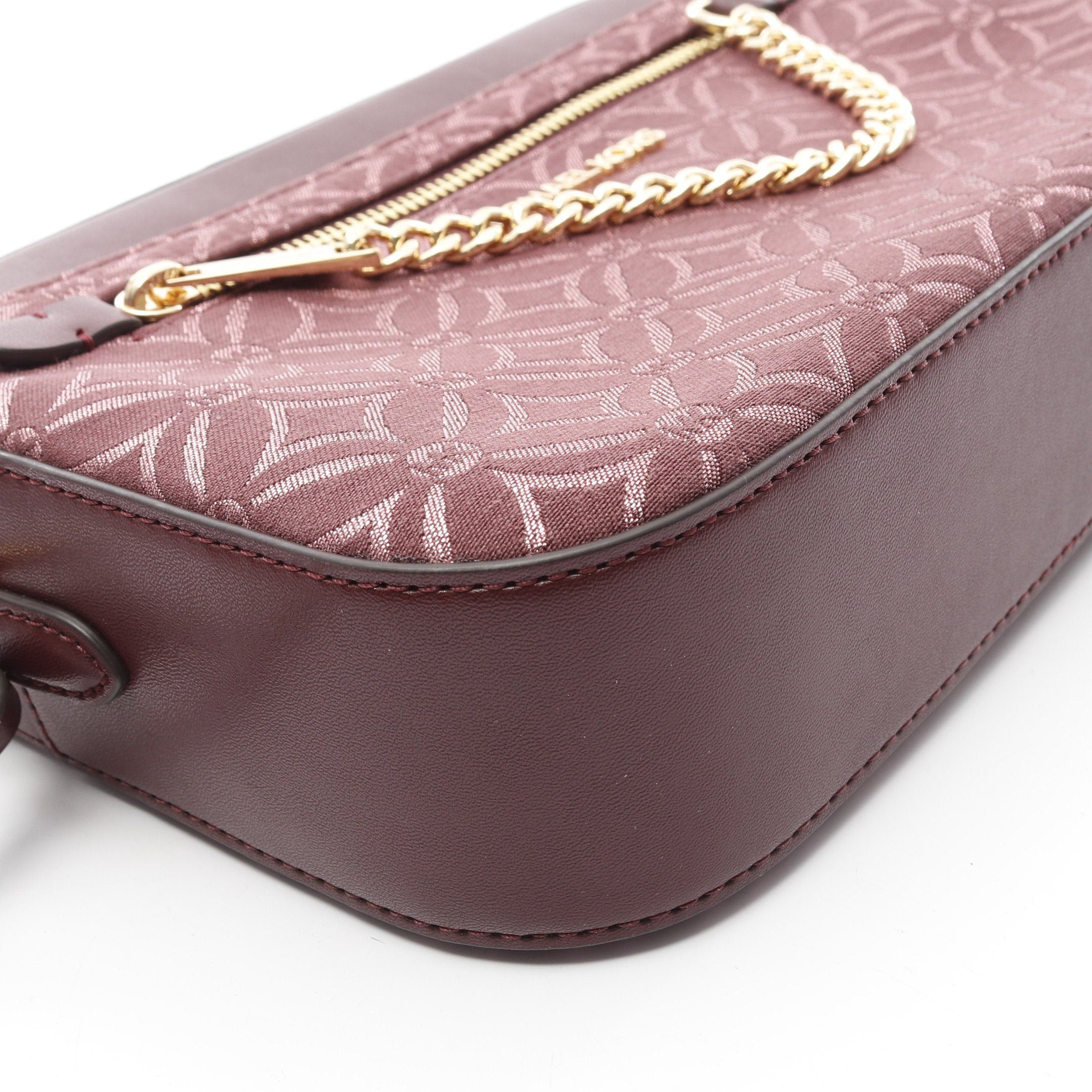 Michael Kors Michael Kors Jet Set Large Metallic Logo Jacquard Crossbody Bag Shoulder Canvas Leather Bordeaux Size ONE SIZE - 6 Thumbnail