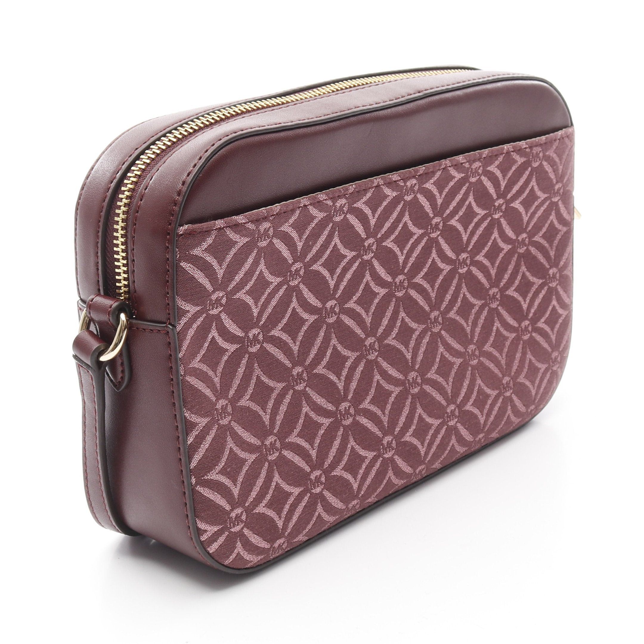 Michael Kors Michael Kors Jet Set Large Metallic Logo Jacquard Crossbody Bag Shoulder Canvas Leather Bordeaux Size ONE SIZE - 2 Thumbnail