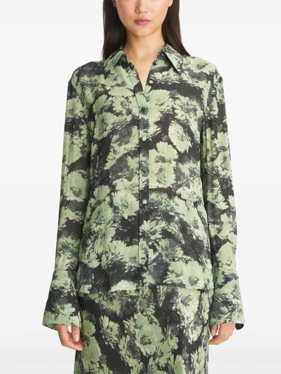 Tory Burch TORY BURCH Women Shirts 163648 300 Green Size S / US 4 / IT 40 - 2 Thumbnail