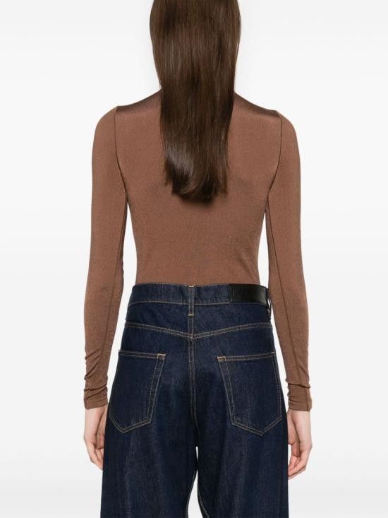 Wolford WOLFORD Women Bodysuit Tops 75083 4850 Brown Size L / US 10 / IT 46 - 4 Thumbnail