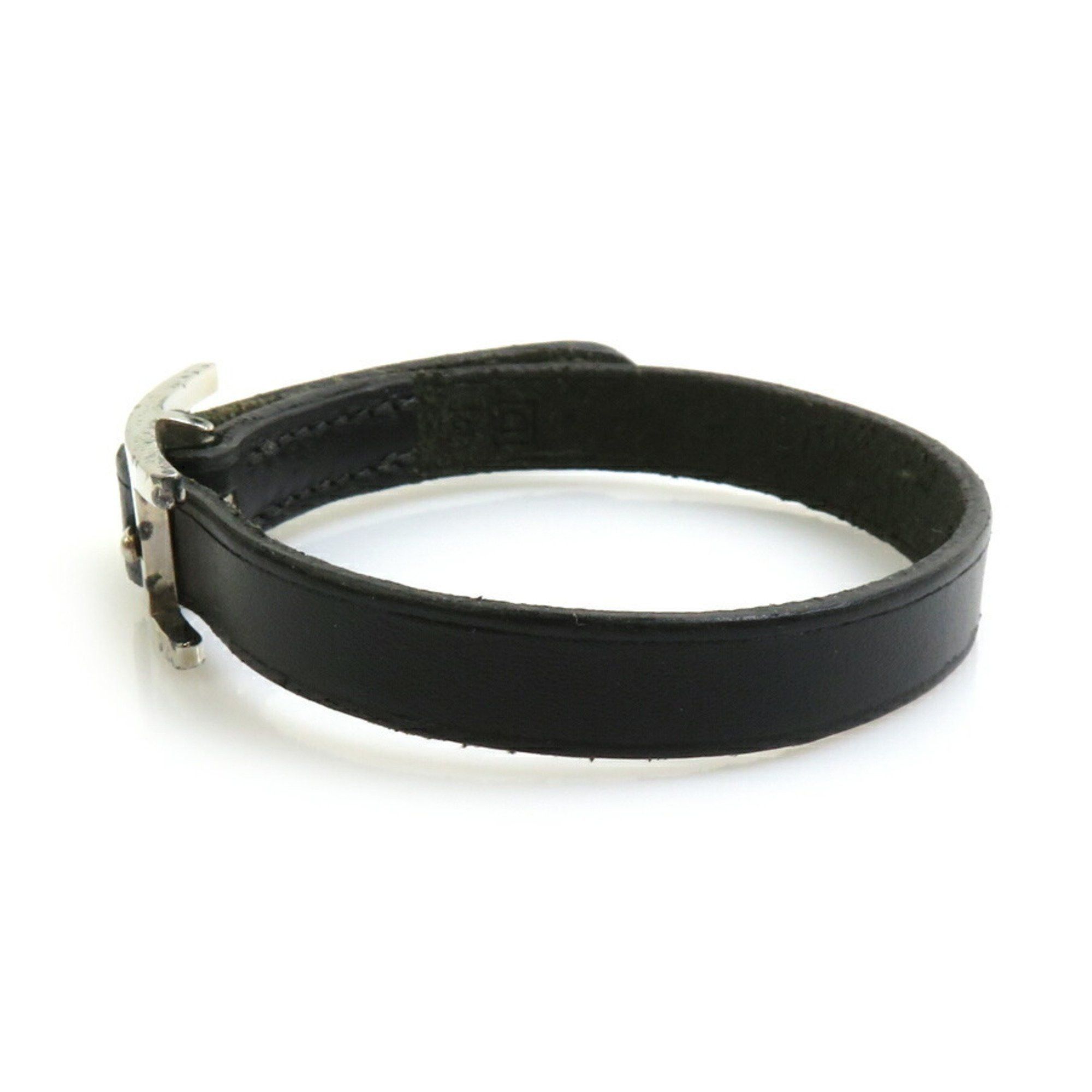 Hermes Hermes bracelet API leather metal black silver ladies e60428a Size ONE SIZE - 2 Thumbnail