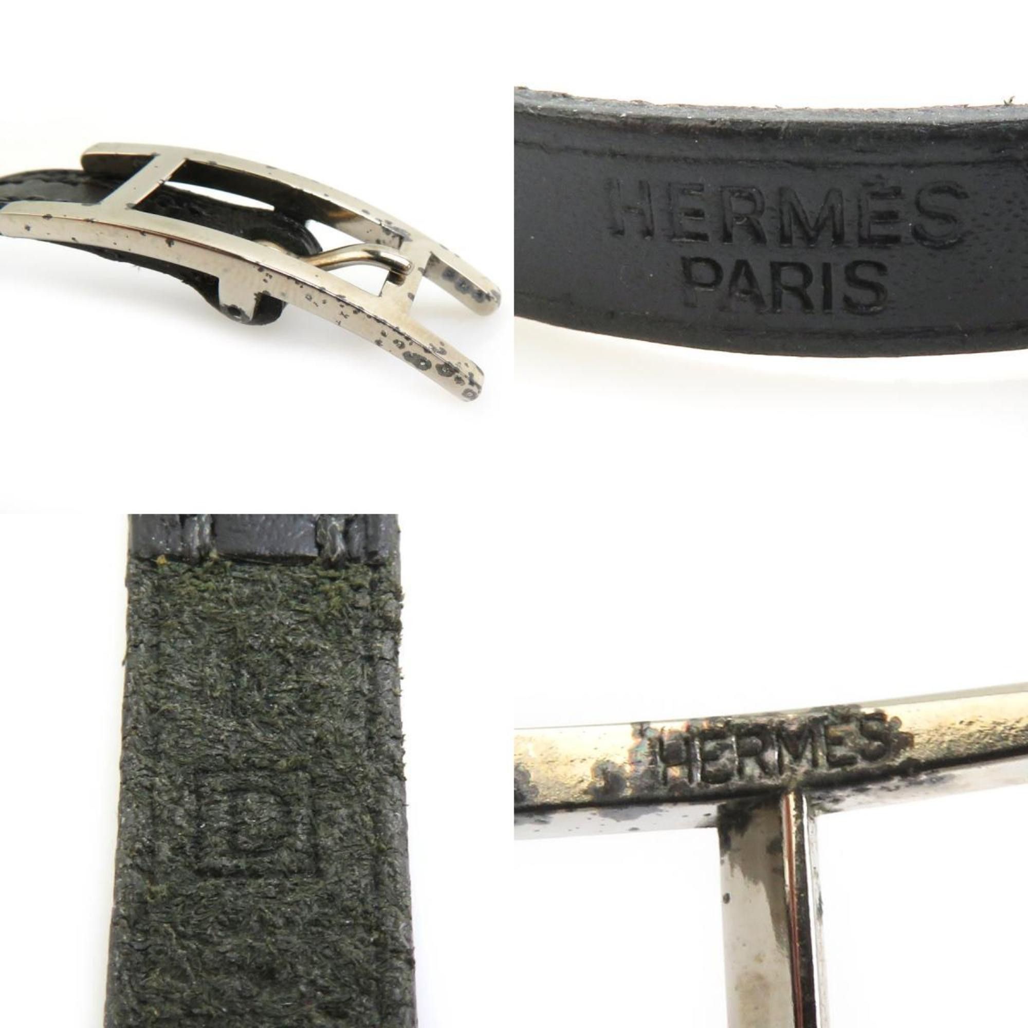 Hermes Hermes bracelet API leather metal black silver ladies e60428a Size ONE SIZE - 5 Thumbnail