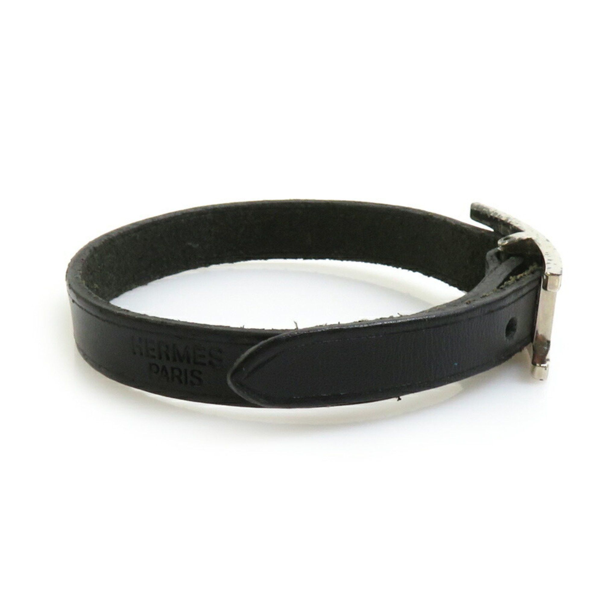 Hermes Hermes bracelet API leather metal black silver ladies e60428a Size ONE SIZE - 4 Thumbnail
