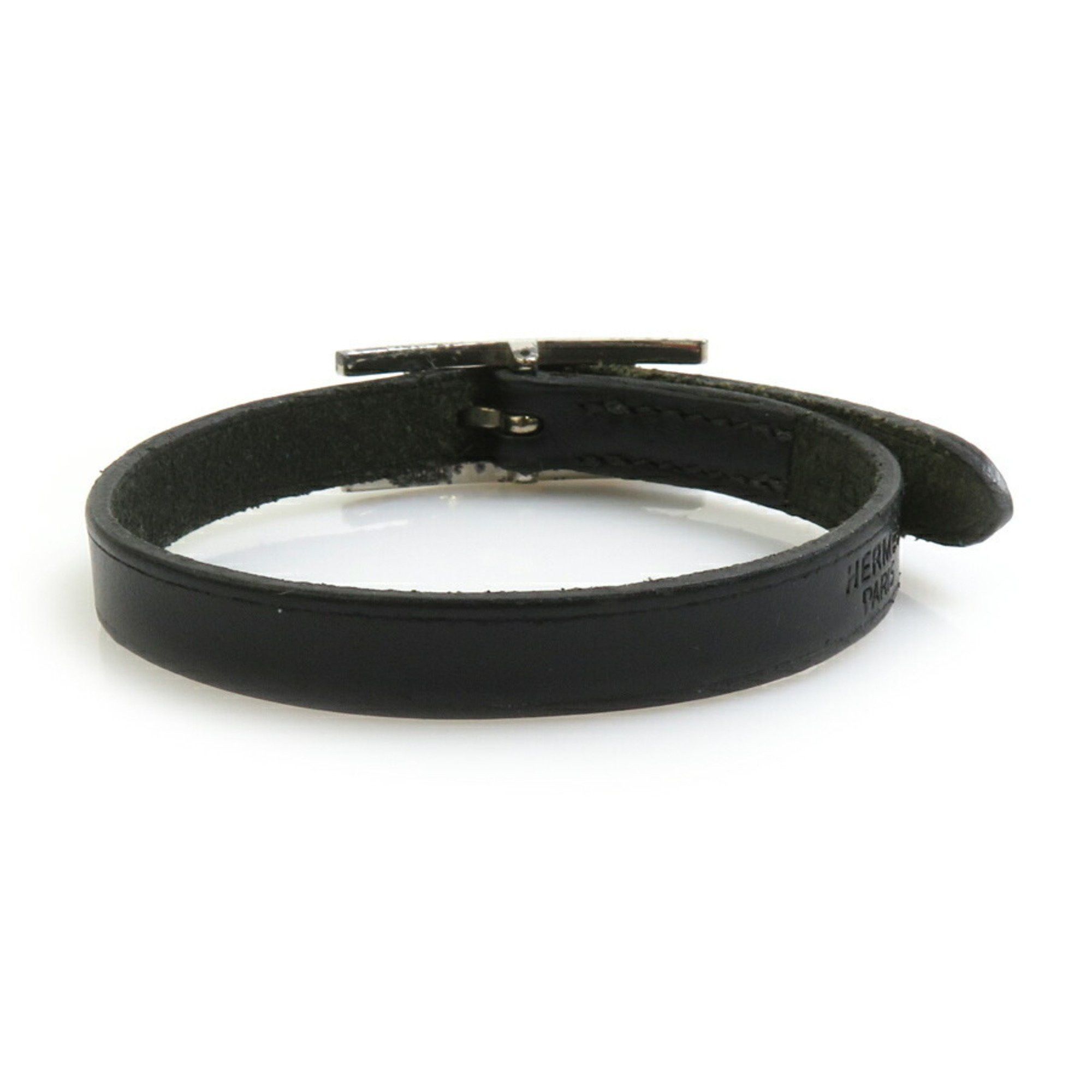 Hermes Hermes bracelet API leather metal black silver ladies e60428a Size ONE SIZE - 3 Thumbnail