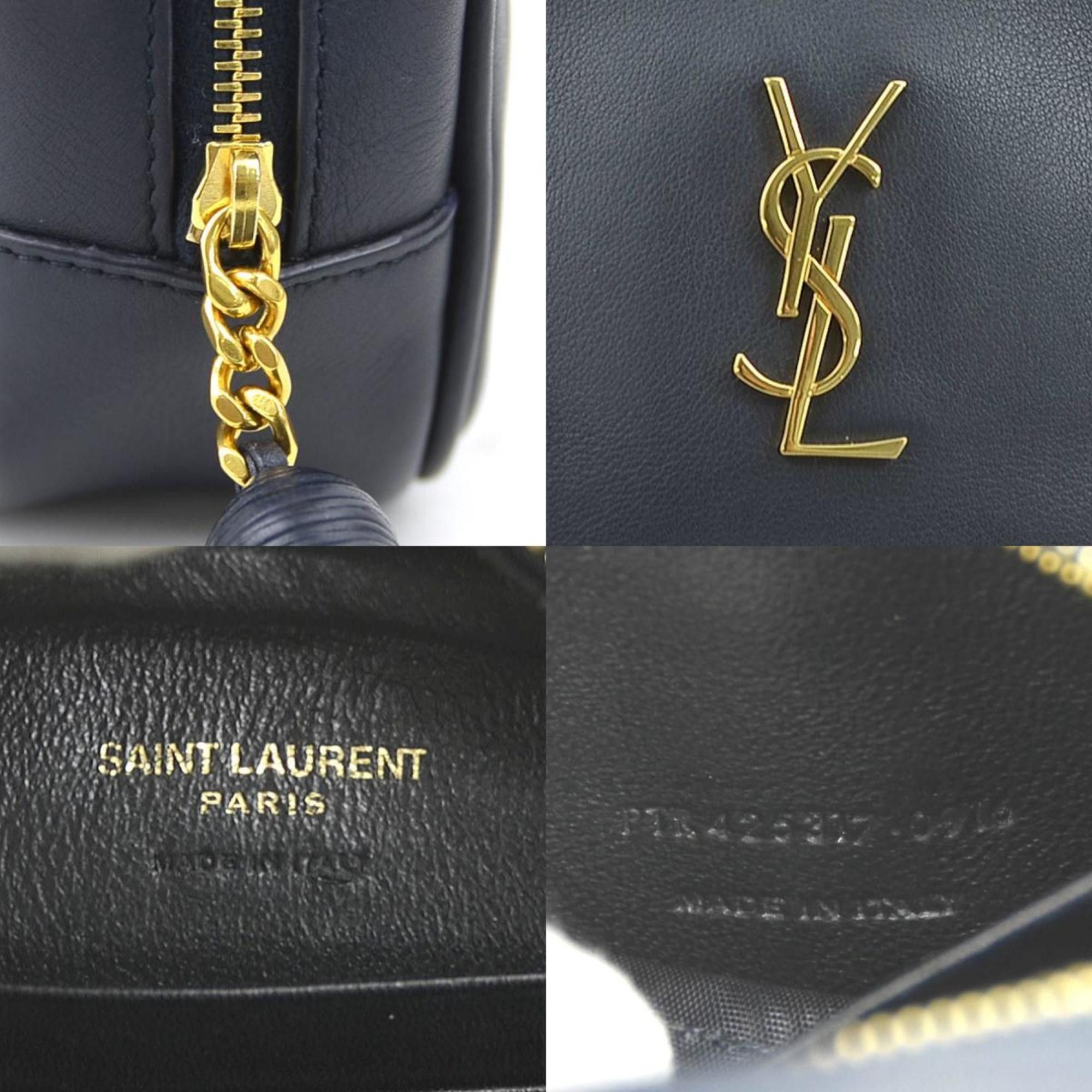 Saint Laurent Paris Saint Laurent shoulder bag, leather, navy, gold, women's, 425317, 90131g Size ONE SIZE - 4 Thumbnail