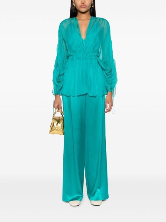 Max Mara MAX MARA Women Straight Pants 11131034600 005 Green Size 27" / US 4 / IT 40 - 2 Thumbnail