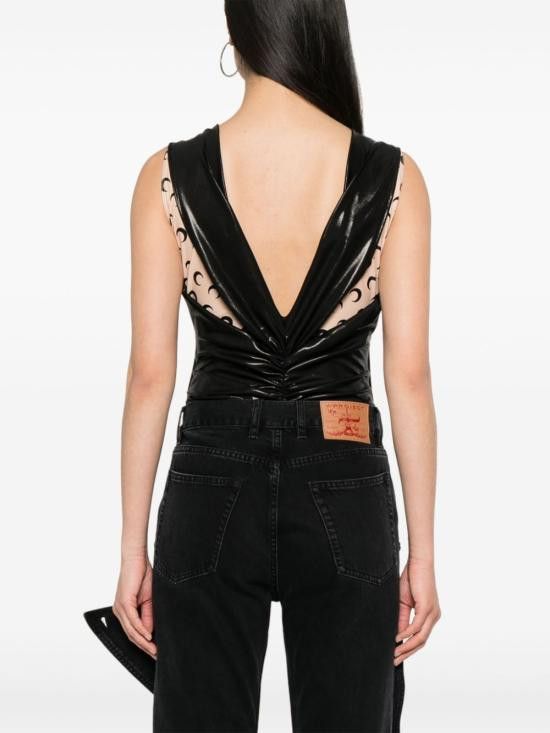 Marine Serre MARINE SERRE Women Bodysuit Tops WTO393 RJER0015BK99 Black Size XS / US 0-2 / IT 36-38 - 3 Thumbnail
