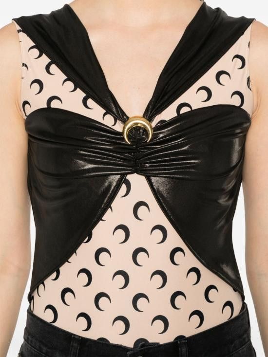 Marine Serre MARINE SERRE Women Bodysuit Tops WTO393 RJER0015BK99 Black Size XS / US 0-2 / IT 36-38 - 5 Thumbnail