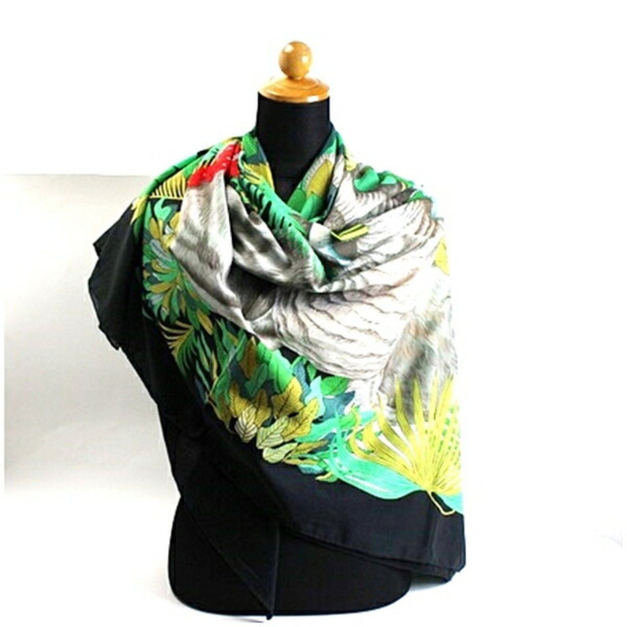 Gucci Gucci Large Cotton Scarf Black x Multicolor Elephant GUCCI Women's Size ONE SIZE - 3 Thumbnail